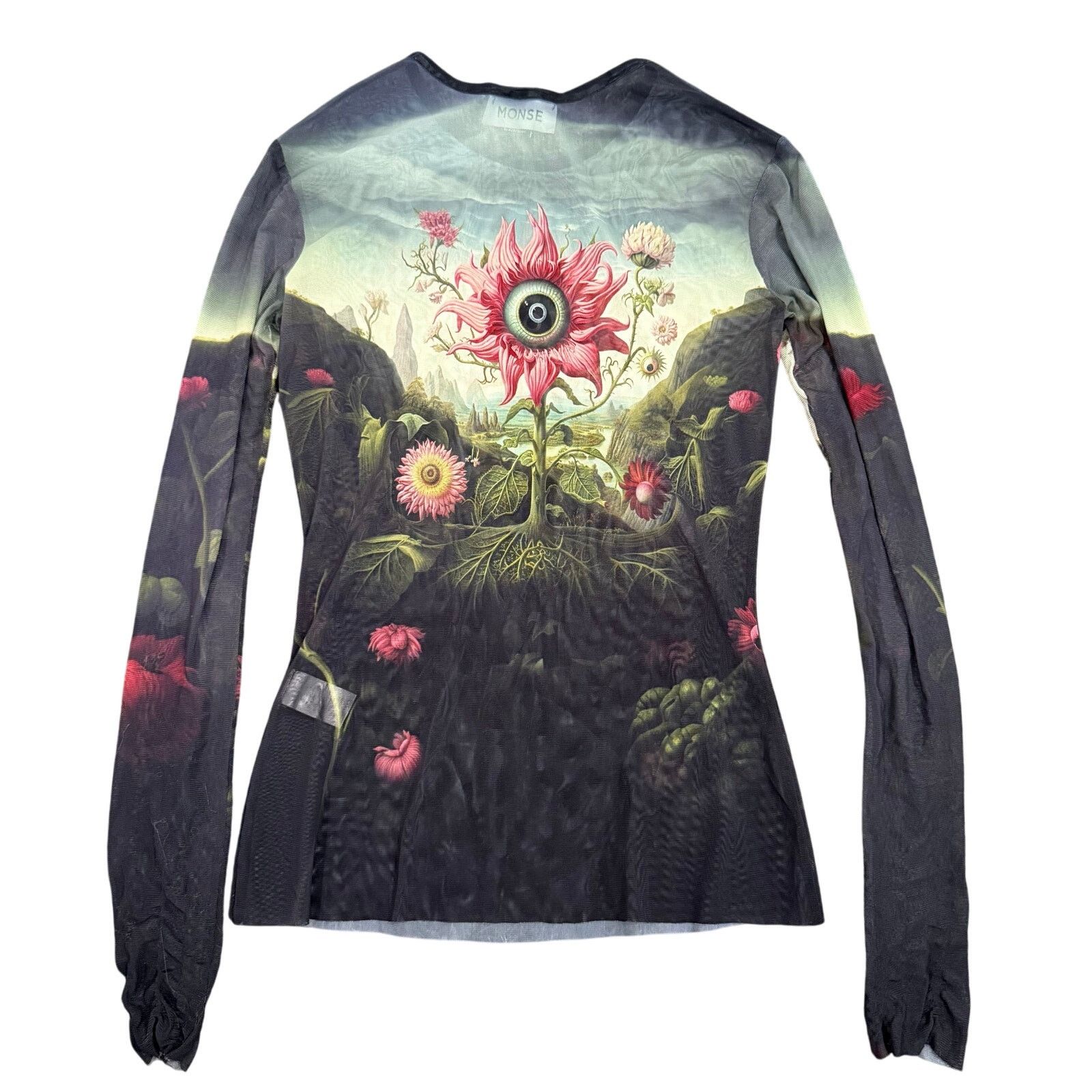 MONSE Monse Rose Printed Mesh Top in Multi, Size M Size M / US 6-8 / IT 42-44 - 9 Thumbnail