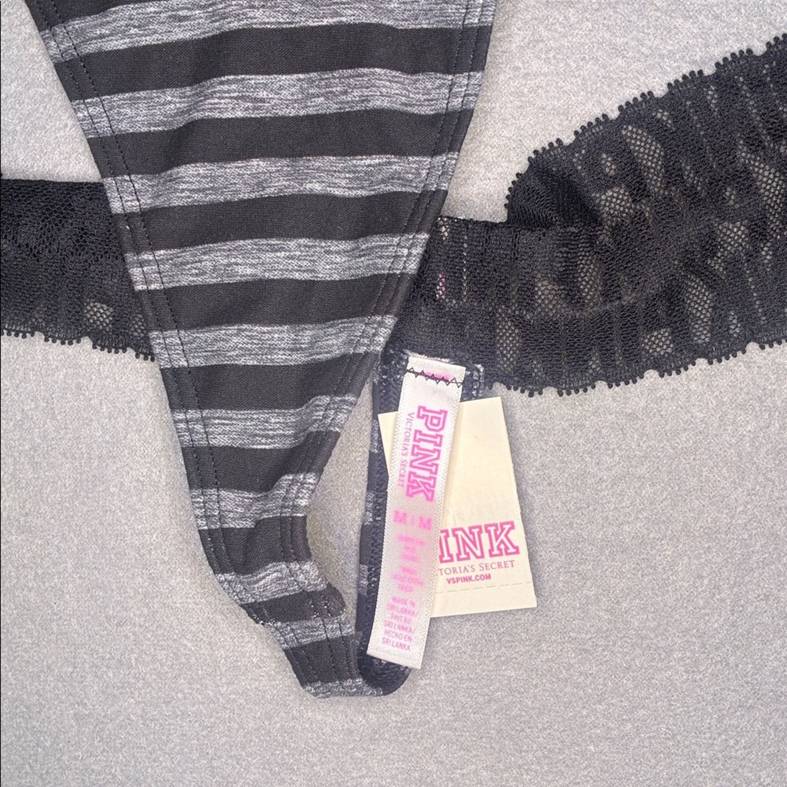 Victoria's Secret PINK Victoria's Secret Black Lace Thong NEW M Size ONE SIZE - 8 Thumbnail
