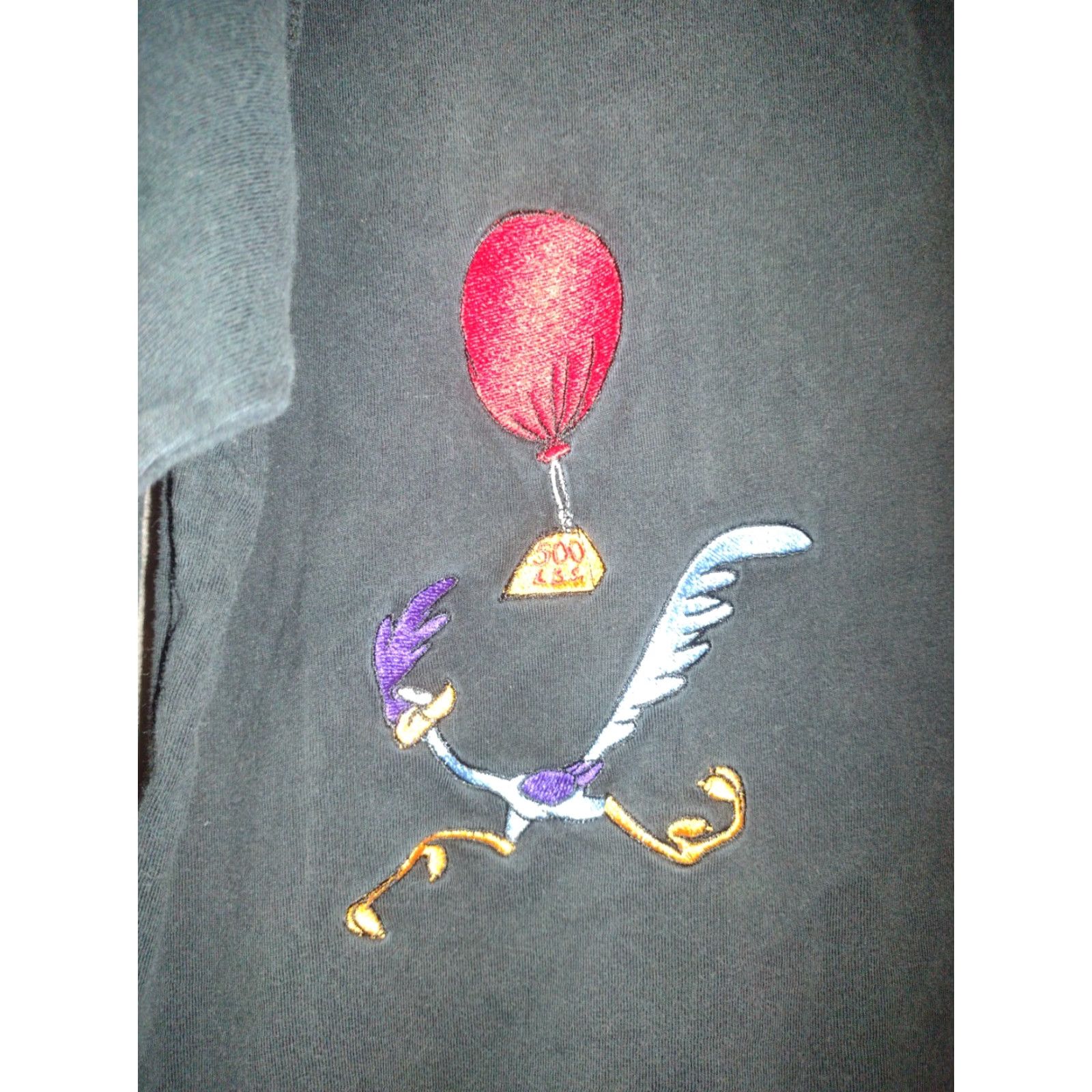 Vintage VINTAGE Acme Looney Tunes T-Shirt Mens Large Black Road Runner Coyote Embroidered 90s Size US L / EU 52-54 / 3 - 2 Thumbnail
