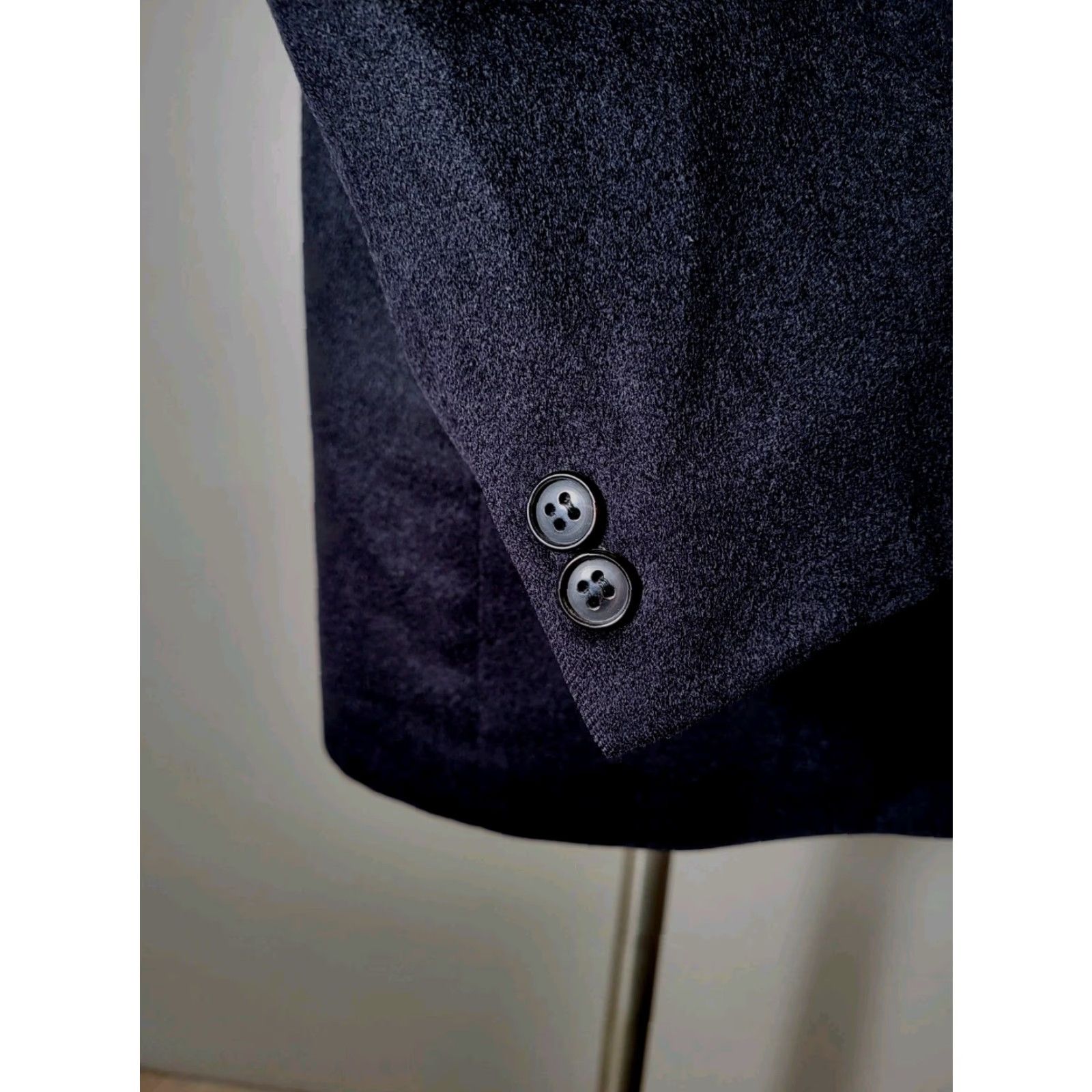 Vintage VINTAGE Moddell Norbert Berlin Blazer Double Breasted Wool Doeskin 42R Black Peak Lapel Mens Jacket Estate Size 42R - 3 Thumbnail