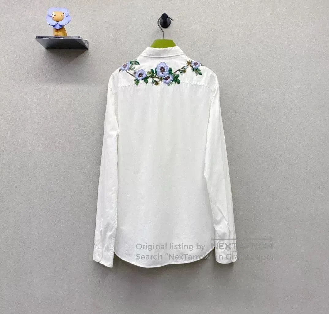 Gucci Gucci White Floral Embroidered Shirt. Size US XL / EU 56 / 4 - 2 Thumbnail
