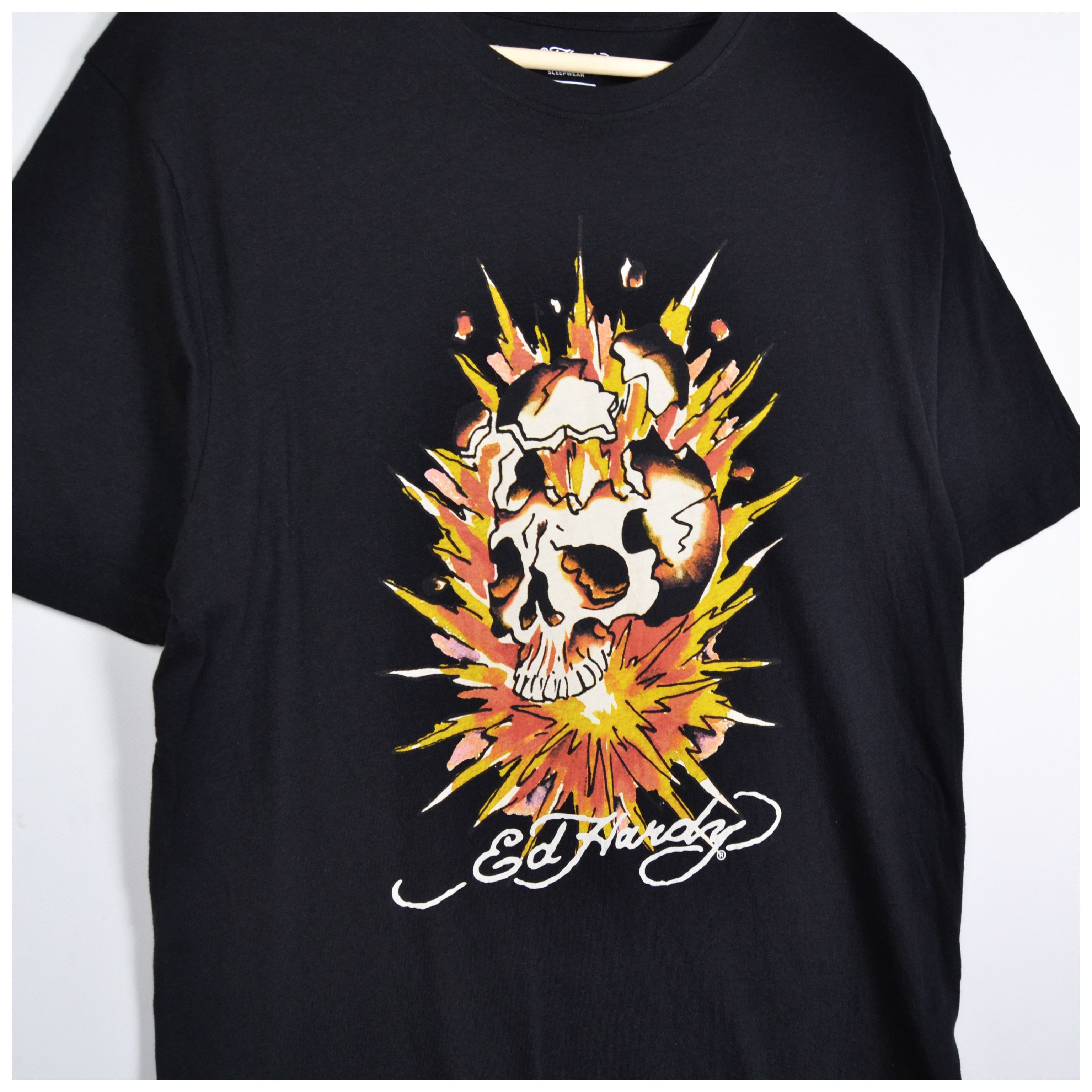 Christian Audigier × Ed Hardy Ed Hardy Exploding Skull T Shirt Black Size L 'Sleepwear' Size US L / EU 52-54 / 3 - 3 Thumbnail