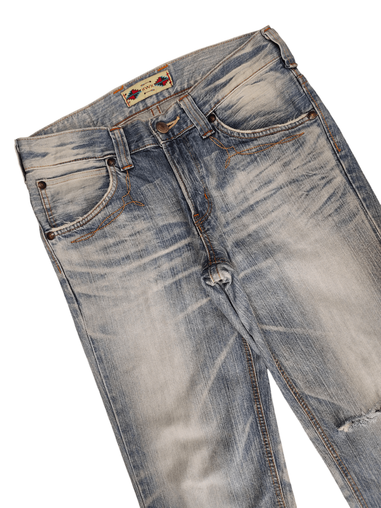 Edwin Flare Jeans Edwin XV Distress Faded Boot Cut Y2k Mudmax Size US 31 - 14 Thumbnail
