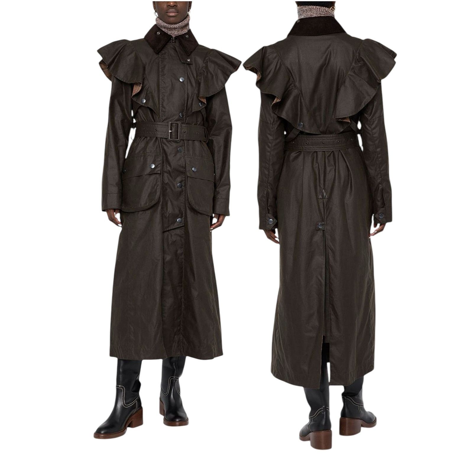 Chloe NEW Chloe X Barbour Dany Waxed Long Trench Coat Ruffles 12 Size XL / US 12-14 / IT 48-50 - 1 Thumbnail