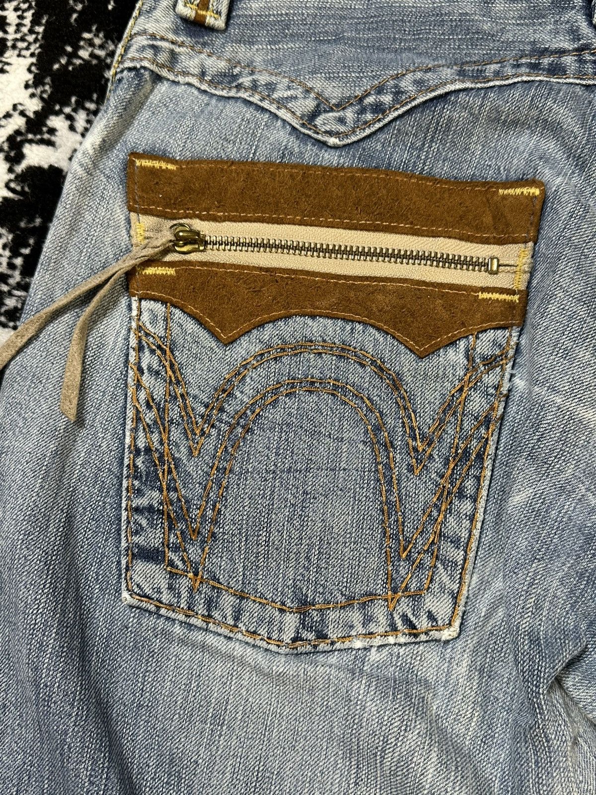 If Six Was Nine 2000s Vintage Edwin XV Distressed Rusty Jeans Sky Blue Size US 30 / EU 46 - 13 Thumbnail