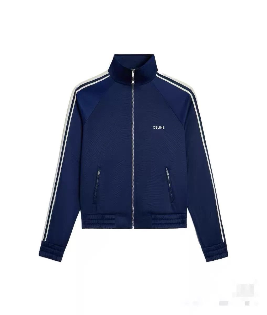 Celine Blue Striped Zip-Up er Jacket Size L Size US L / EU 52-54 / 3 - 6 Thumbnail
