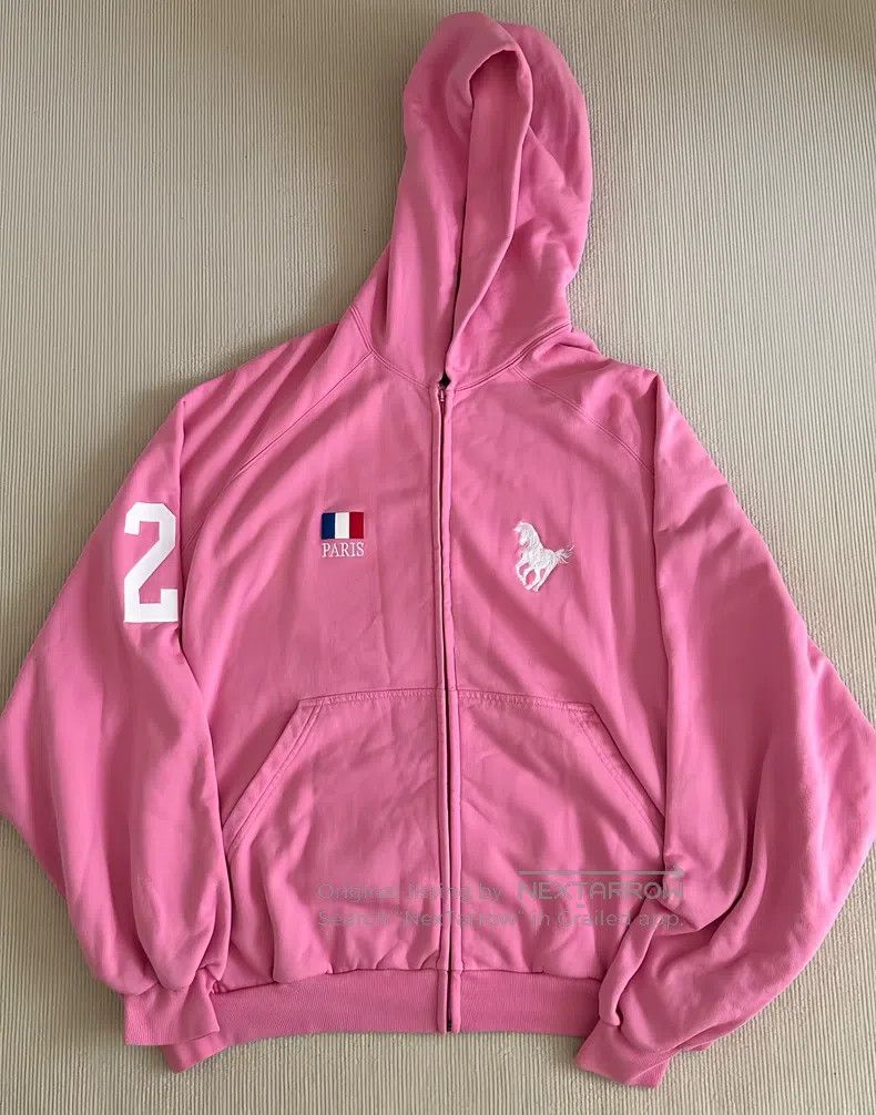 Balenciaga Balenciaga Pink War Horse Flag Polo Hoodie Size US L / EU 52-54 / 3 - 1 Thumbnail