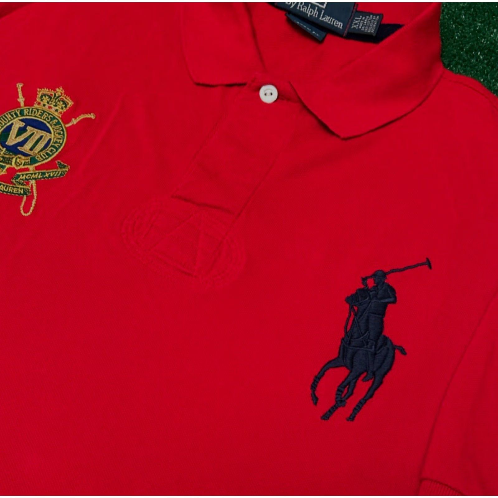 Polo Ralph Lauren VINTAGE Polo Ralph Lauren Country Riders Jockey Crest Big Pony Polo Shirt 2XL Red Mens Short Sleeve Collared Polo Shirt XXL Size US XXL / EU 58 / 5 - 3 Thumbnail