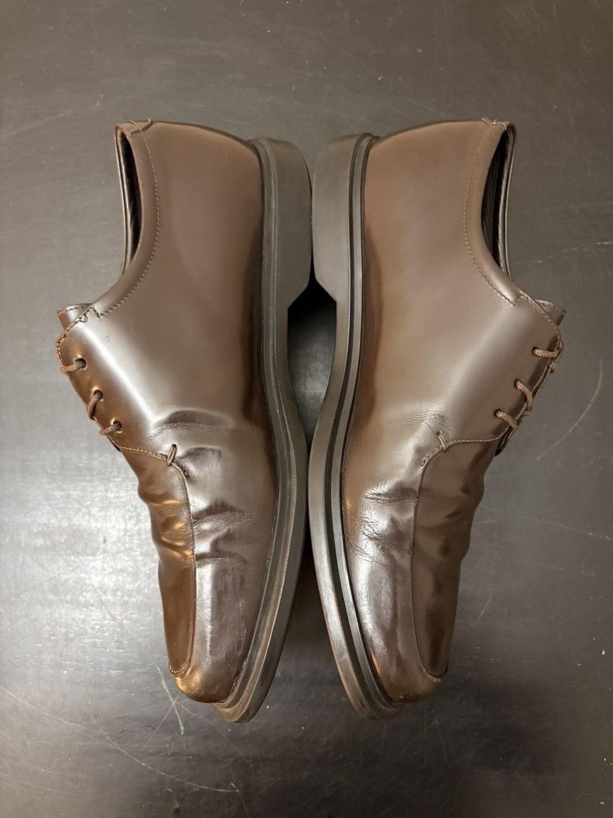 Prada Prada Brushed Leather Lace Up Derby Oxford Dark Brown Size US 9 / EU 42 - 3 Thumbnail