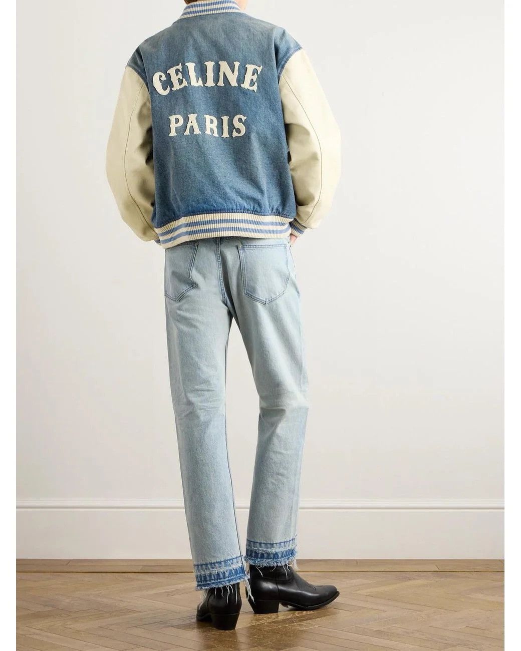 Celine Celine 24SS leather sleeve denim varsity jacket sz XS Size US XS / EU 42 / 0 - 12 Thumbnail