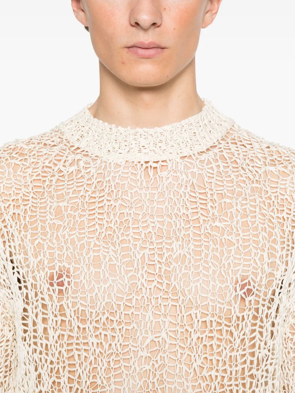 Jil Sander o1loc1c0426 Open Knit Sweater in Ecru/White Size US S / EU 44-46 / 1 - 4 Thumbnail