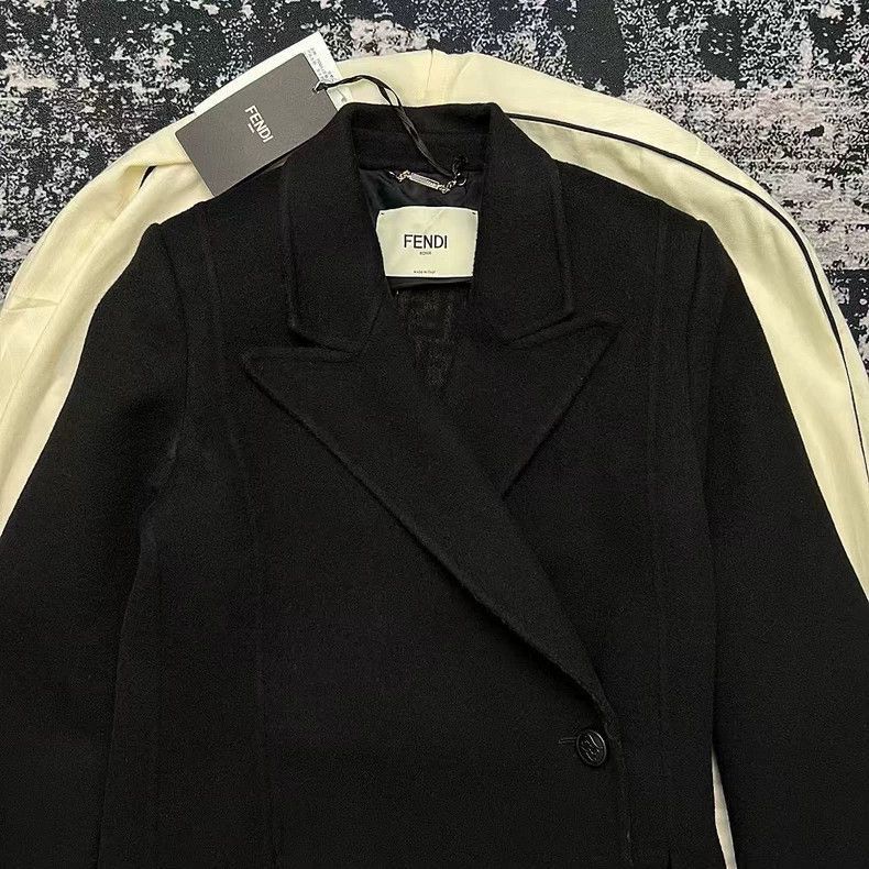 Fendi Fendi Black Wool Coat with Fringes Size US S / EU 44-46 / 1 - 2 Thumbnail