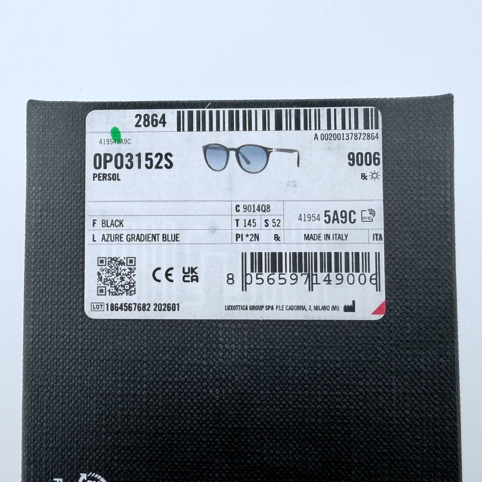 Persol NEW Persol PO3152S 9014/Q8 Black Azure Gradient Blue w/Case Size ONE SIZE - 5 Thumbnail