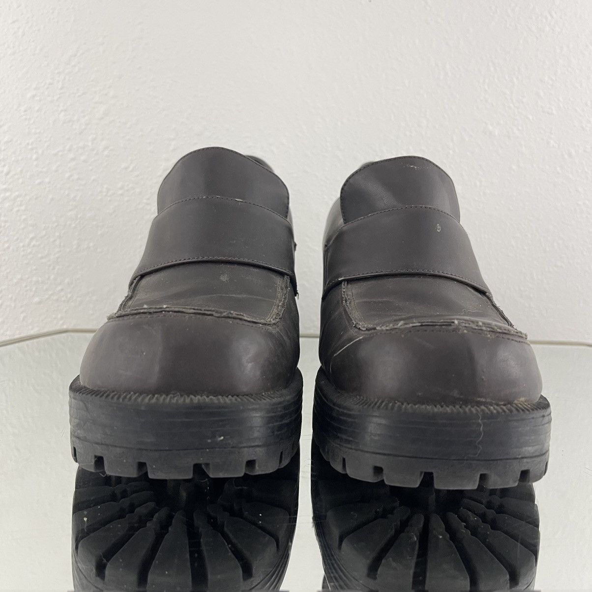 Vintage LOWER EAST SIDE Vintage Brown Faux Leather Platform Loafers Size US 10 / IT 40 - 8 Thumbnail