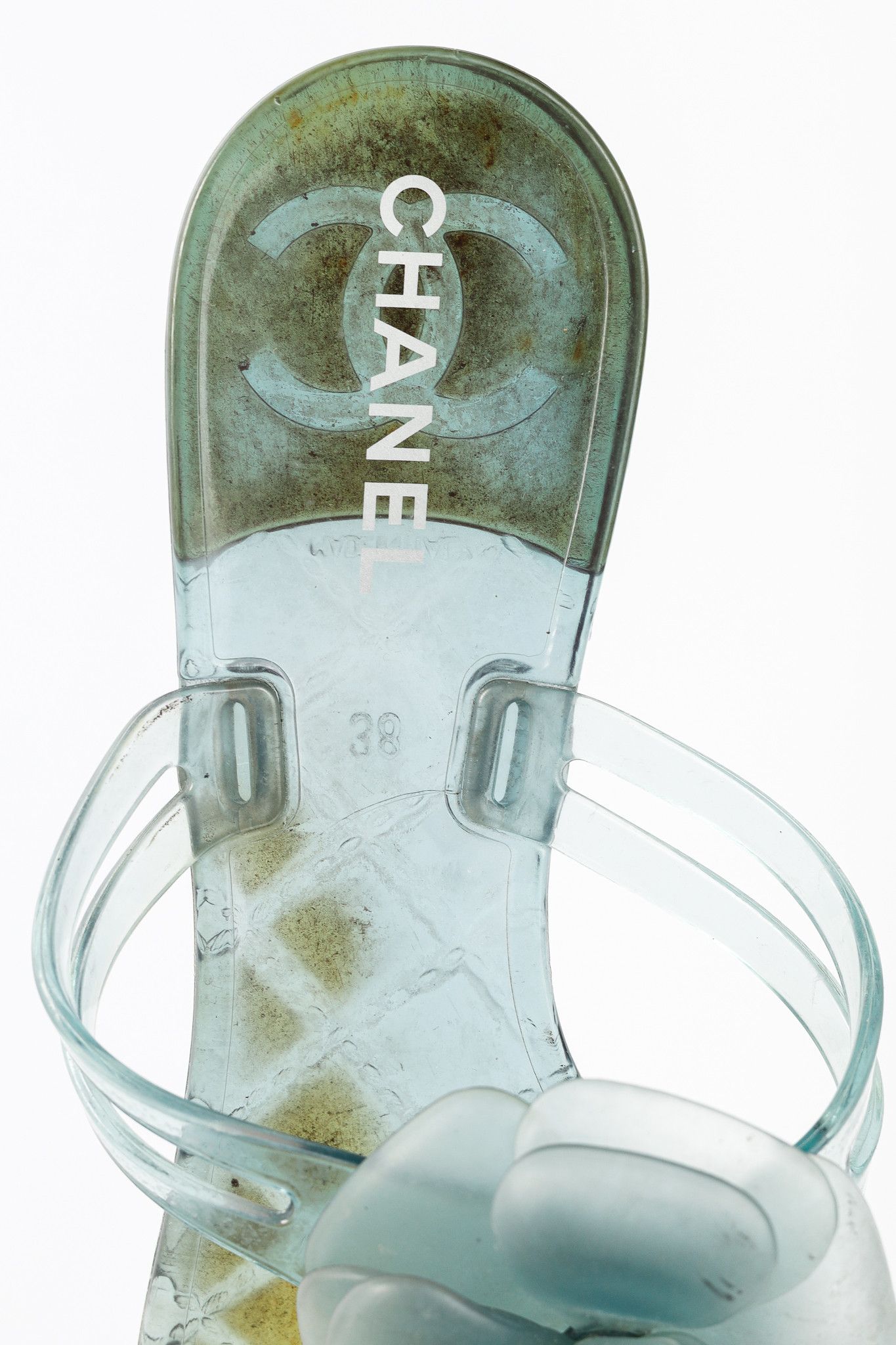 Chanel Chanel Green Metallic Jelly Camellia Thong Sandals Size US 7.5 / IT 37.5 - 9 Thumbnail