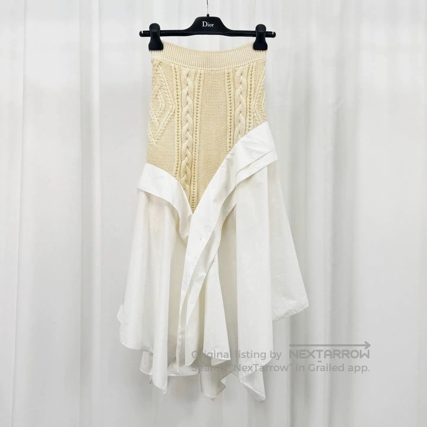 Loewe Wool Knit Paneled Strapless Dress.