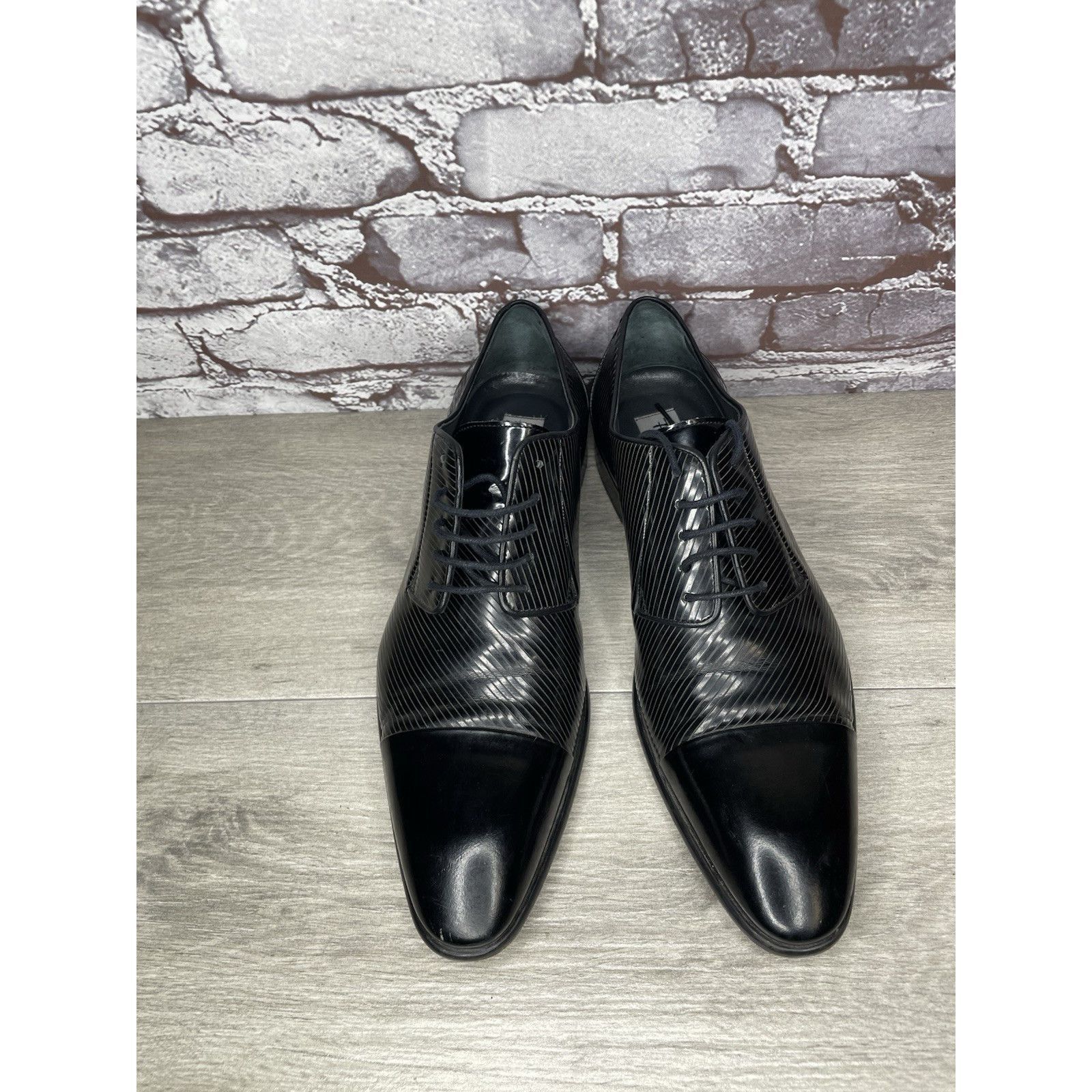 Other F. Crunell Vero Cuoio Black Leather Cap Toe Designer Dress S Size US 9 / EU 42 - 11 Thumbnail