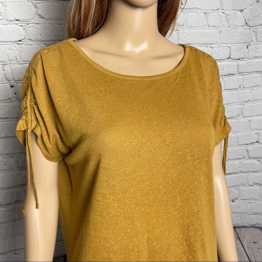 Joie NWT New Joie Linen Blend Mustard Short Sleeve With Tie Deta Size S / US 4 / IT 40 - 2 Thumbnail
