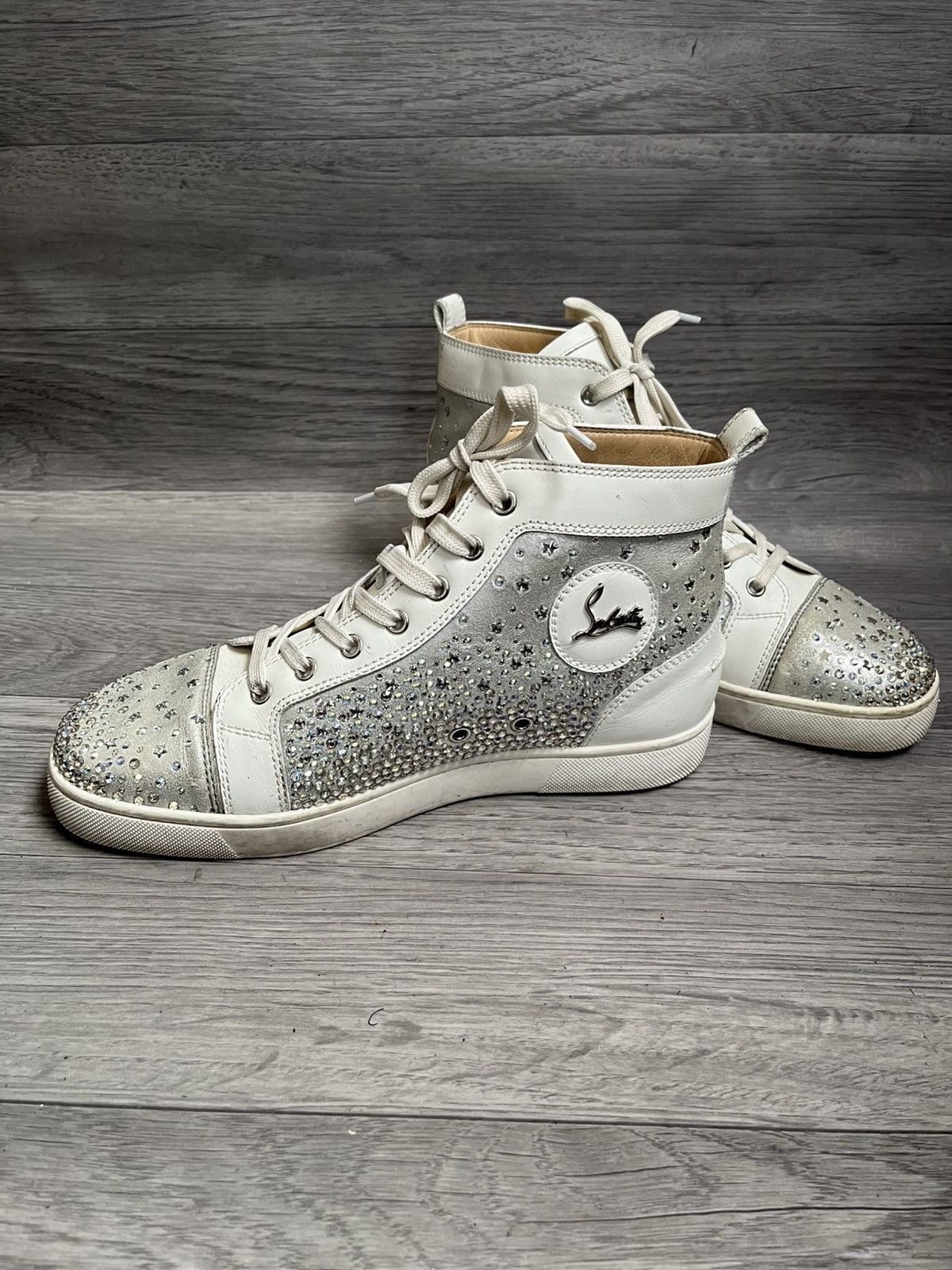 Christian Louboutin Christian loubotin leather crystal emblished hi-top sneaker Size US 7 / EU 40 - 9 Thumbnail