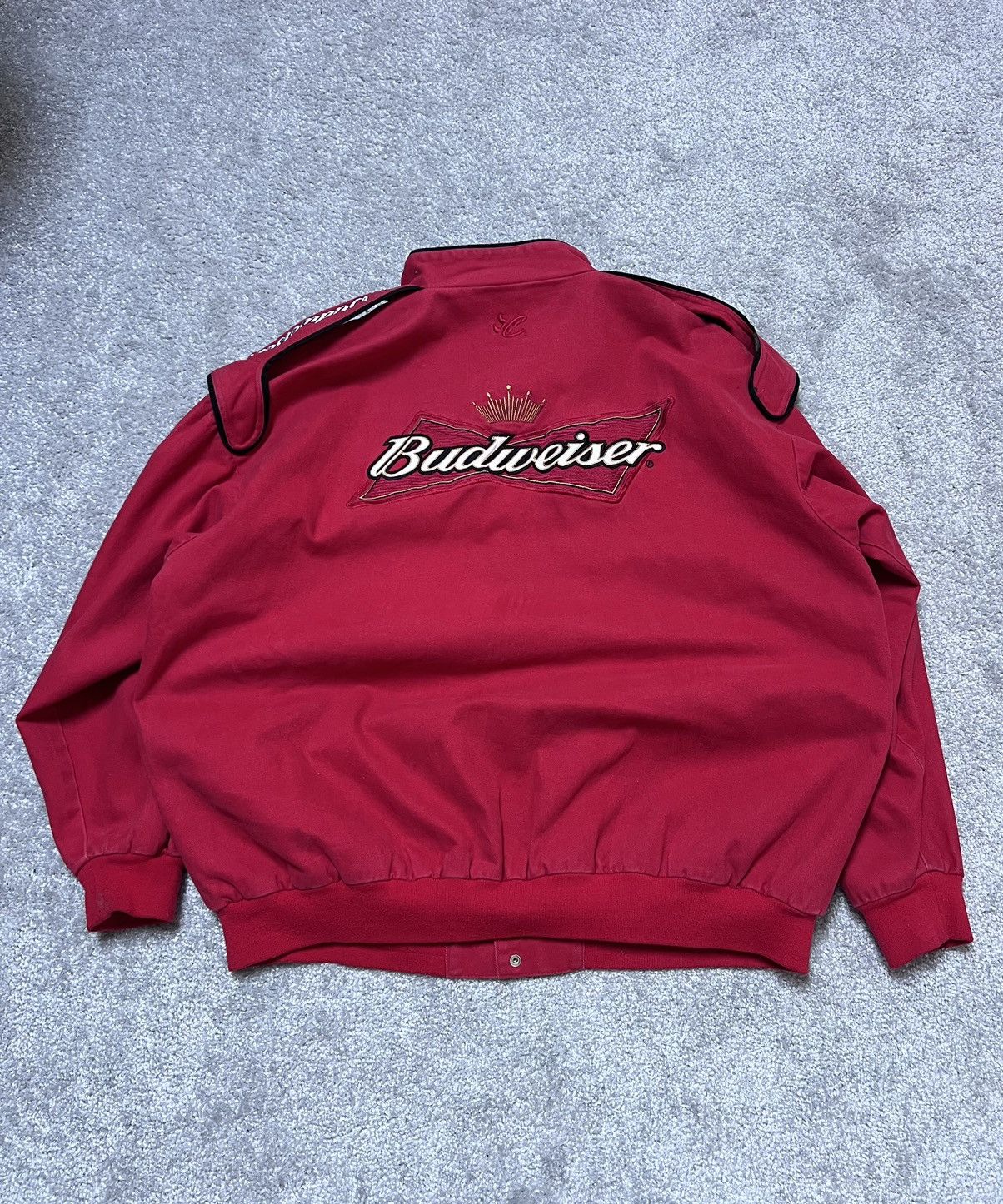 Budweiser Chase Authentics Budweiser Red Bomber Racing Jacket Size XXL Size US XXL / EU 58 / 5 - 9 Thumbnail