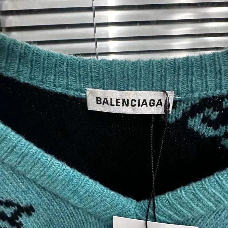 Balenciaga Balenciaga size 34 Lake Green Full Print Sweater 2503-Next Size US M / EU 48-50 / 2 - 2 Thumbnail