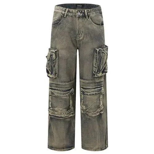 Japanese Brand Streetwear Hip Hop Multi Pockets Baggy Jeans Size US 33 - 4 Thumbnail