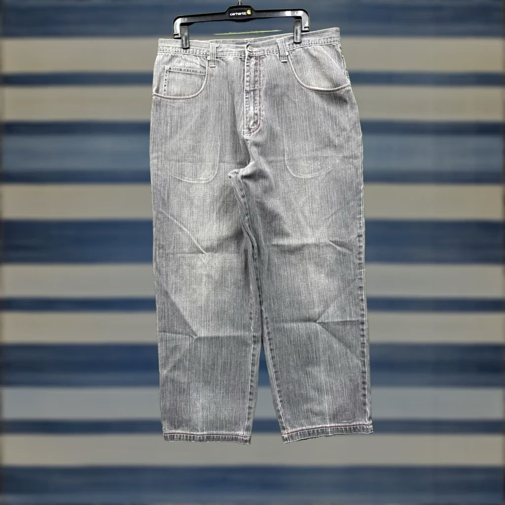 Vintage VINTAGE roman royalty Jeans Mens 40x32 Loose Baggy Wide-Leg 2000s Hip Hop 5-Pocket Denim Gray Cotton Buttons Zip Inseam 32 Mens Size US 40 / EU 56 - 1 Thumbnail