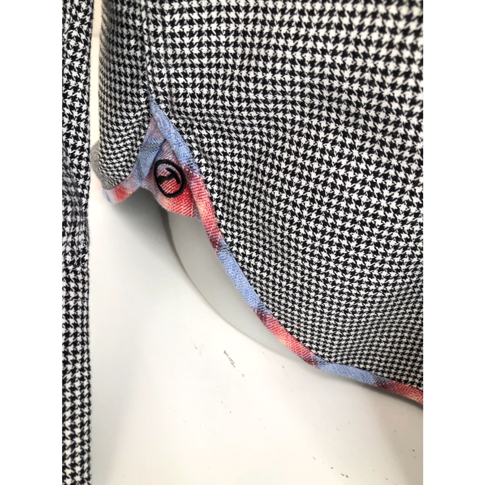 Vintage HAMMER MADE HOUNDSTOOTH Mens Shirt 48 / 185 / XL Flip Cuff Shine Button-Up Long Sleeve Black White Vintage? Size US S / EU 44-46 / 1 - 4 Thumbnail