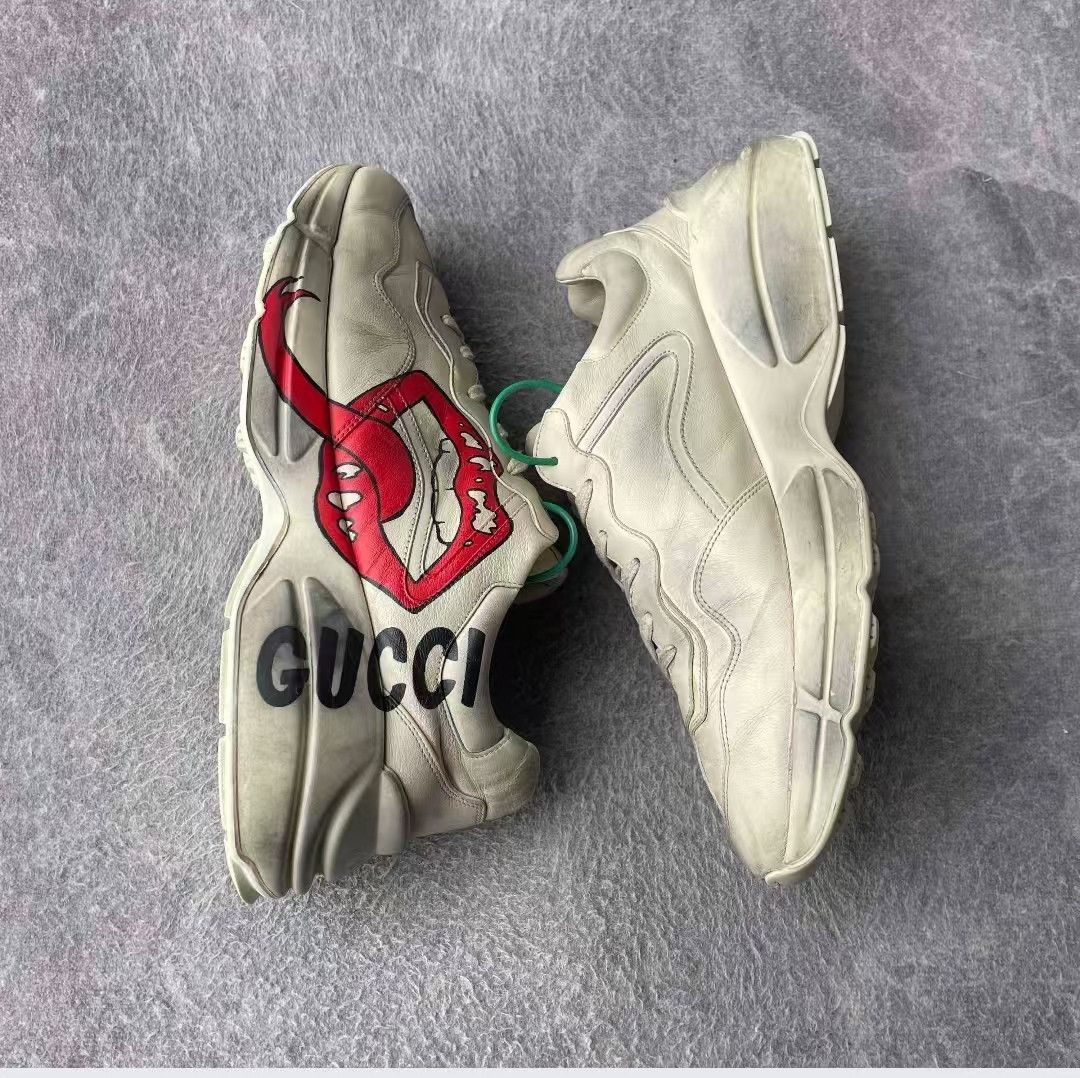 Gucci gucci rhytone white distressed red lips sneakers-yw Size US 11 / EU 44 - 5 Thumbnail