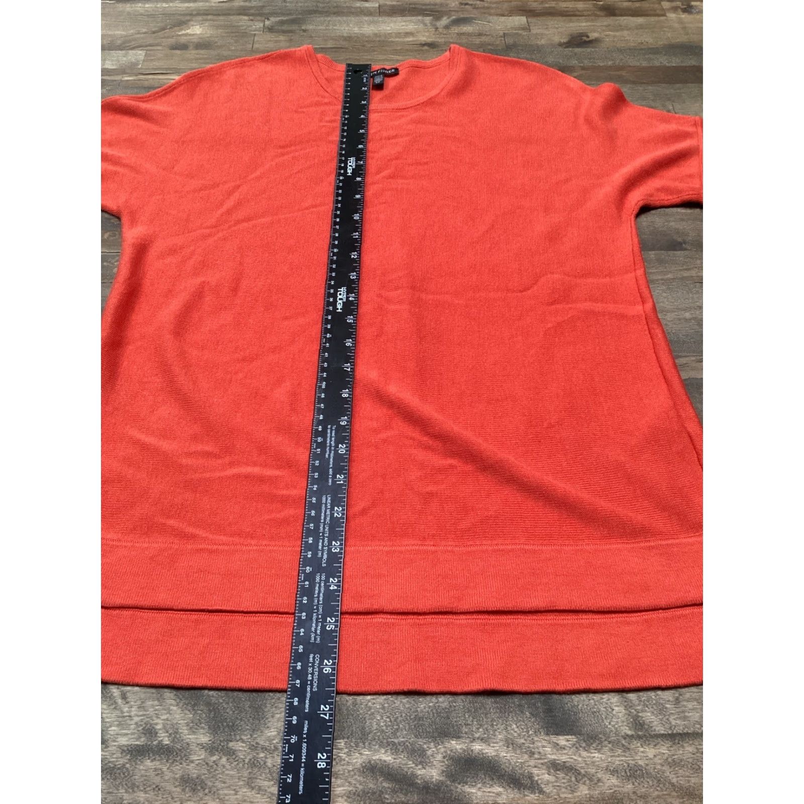 Eileen Fisher Eileen Fisher Knit Top Women S Orange Tencel Silk Blend Round Neck Short Sleeve Blouse Pullover Size S / US 4 / IT 40 - 7 Thumbnail