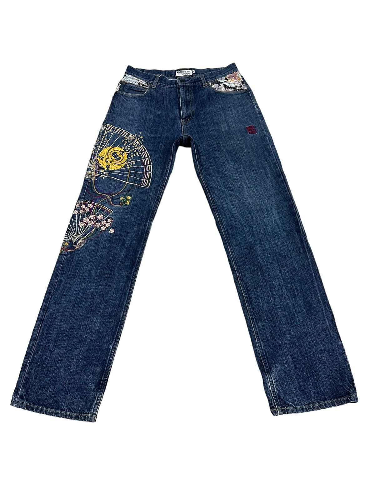 Japanese Brand KARAKURI EMBROIDERY DENIM JEANS Size US 30 / EU 46 - 2 Thumbnail