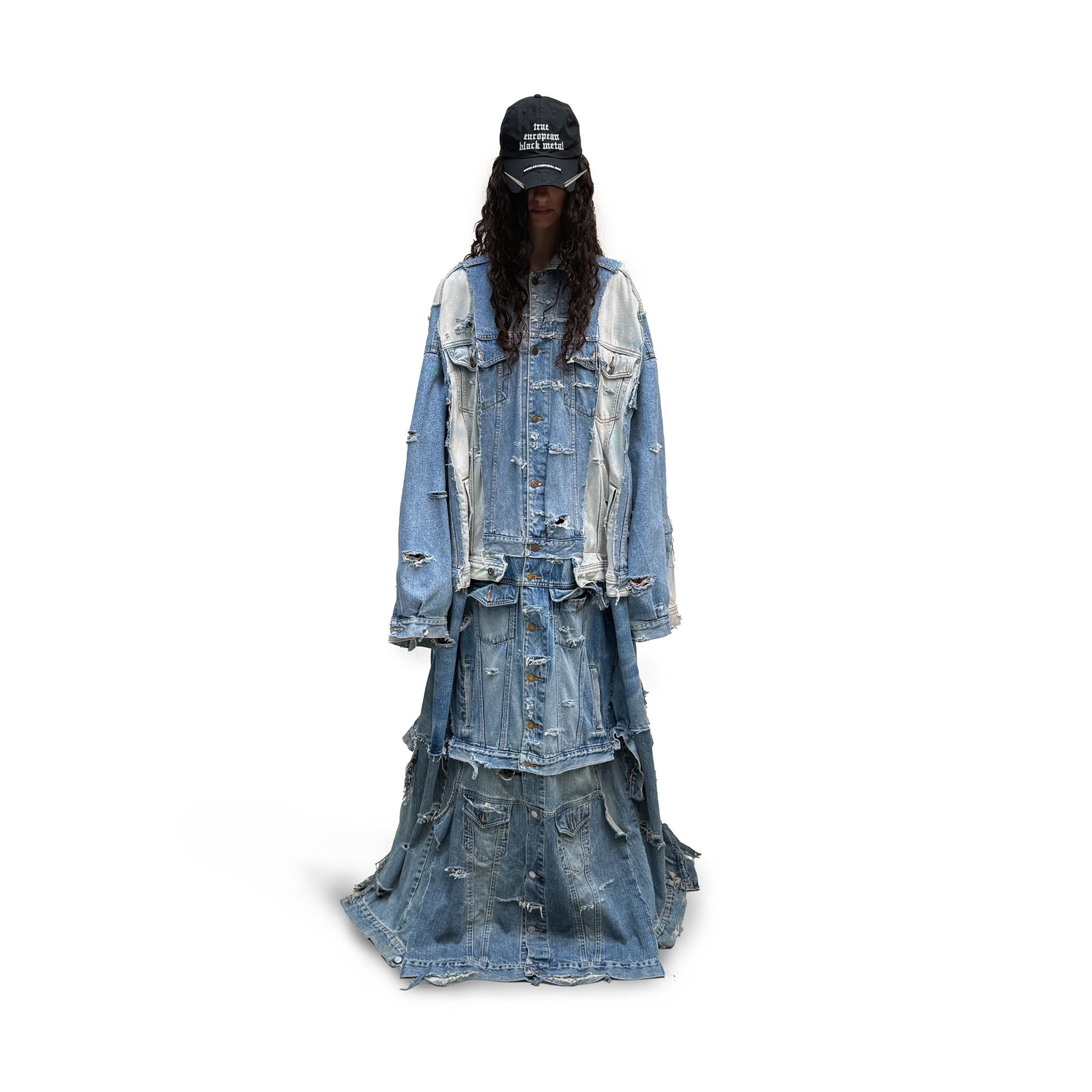 Italia Independent OVERSIZE PANELED RECYCLED DENIM TRENCH Size US XL / EU 56 / 4 - 3 Thumbnail