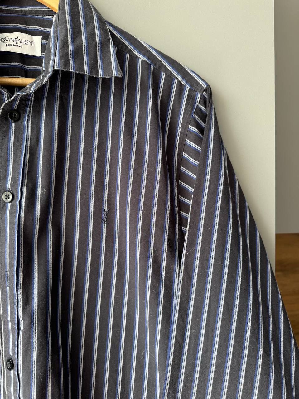 Vintage Yves Saint Laurent YSL Logo Striped Shirt Size US M / EU 48-50 / 2 - 2 Thumbnail