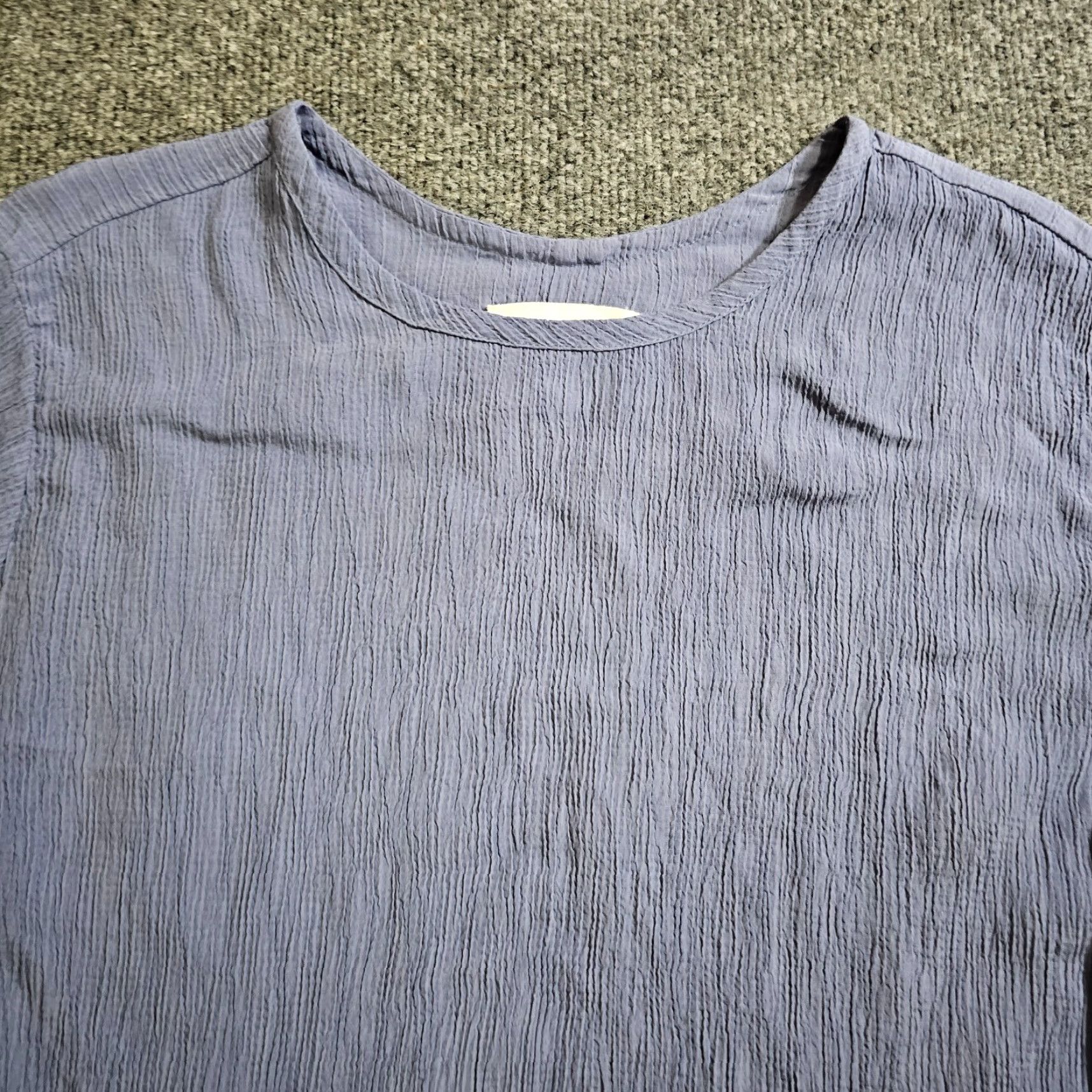 Vintage R Clan By Jeanne Englehart Blouse Women Medium Blue Crinkle Texture Long Sleeve Vintage Size M / US 6-8 / IT 42-44 - 2 Thumbnail