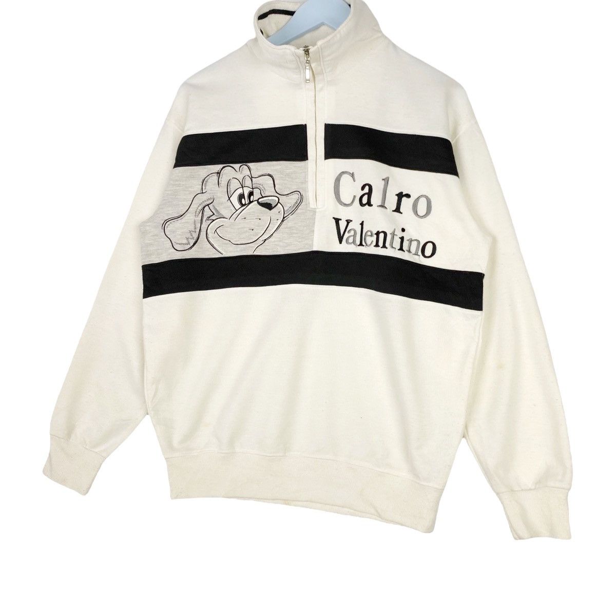 Valentino × Vintage Vintage Calro Valentino Embroidered Quater Zip Sweatshirt Size US M / EU 48-50 / 2 - 2 Thumbnail
