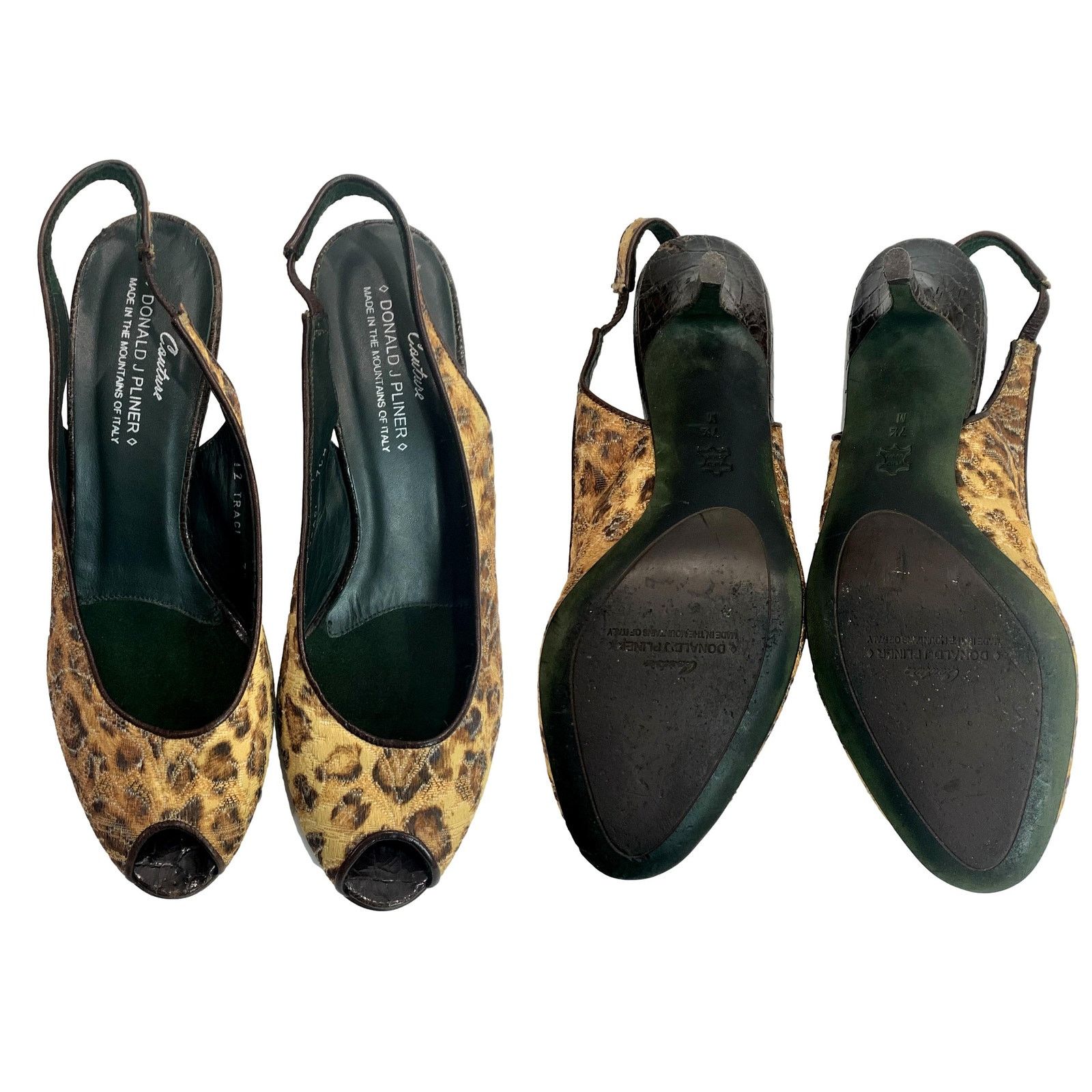 Donald Pliner × Vintage 90s Donald Pliner Leopard Print Slingback Heels Peep Toe 7.5 Size US 7.5 / IT 37.5 - 6 Thumbnail