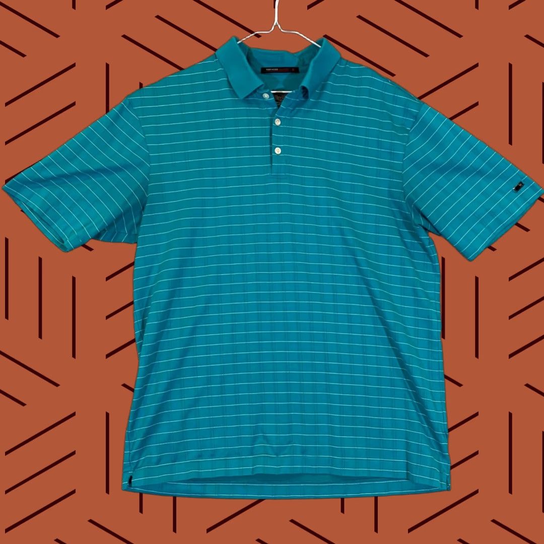 Nike Nike Tiger Woods Polo Shirt Mens Large Turquoise Blue Dri-Fit S/S Poly Blend Size US L / EU 52-54 / 3 - 1 Thumbnail