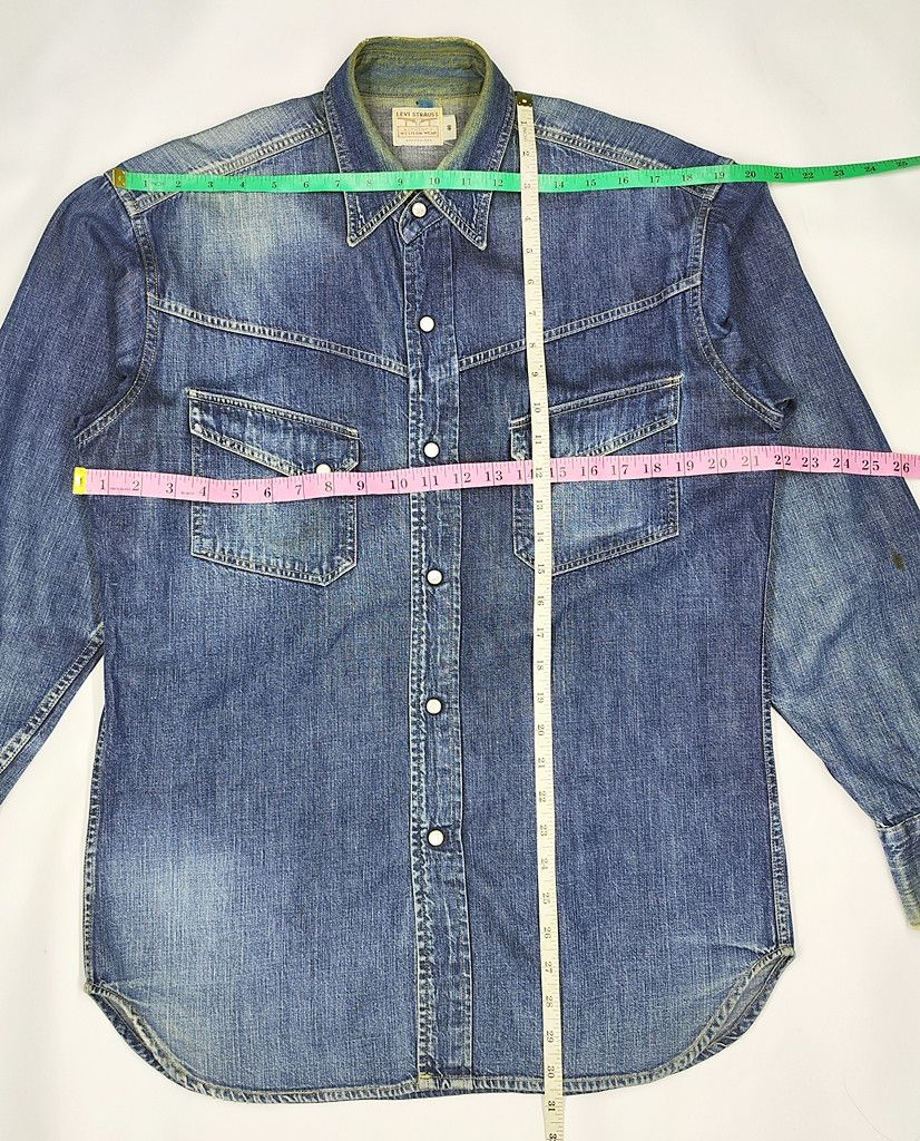Levi's Distressed LEVIS longhorn denim western pearl snap button Size US M / EU 48-50 / 2 - 7 Thumbnail
