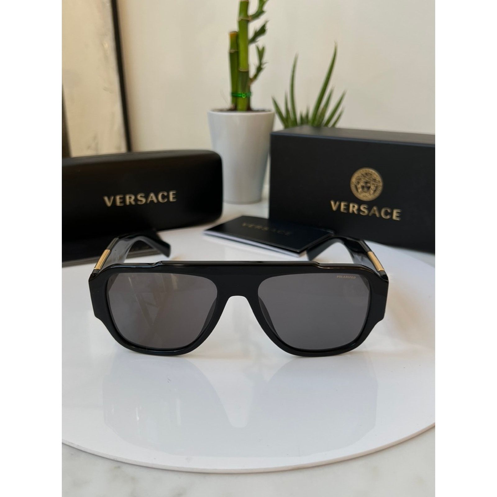 Versace NEW Versace VE4436U Polarized Black Aviator Sunglasses Size ONE SIZE - 7 Thumbnail