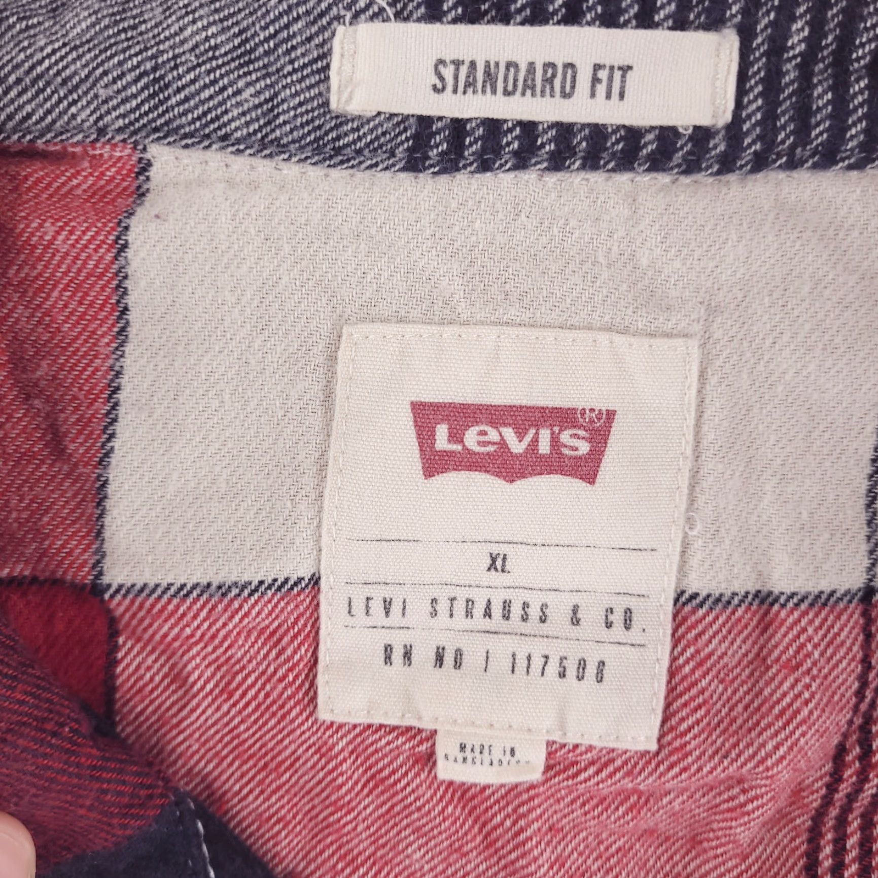 Levi's Levi's Shirt Mens XL Slim Plaid Western Red Long Sleeve Pearl Snap Button-Up Slim Fit Size US XL / EU 56 / 4 - 7 Thumbnail