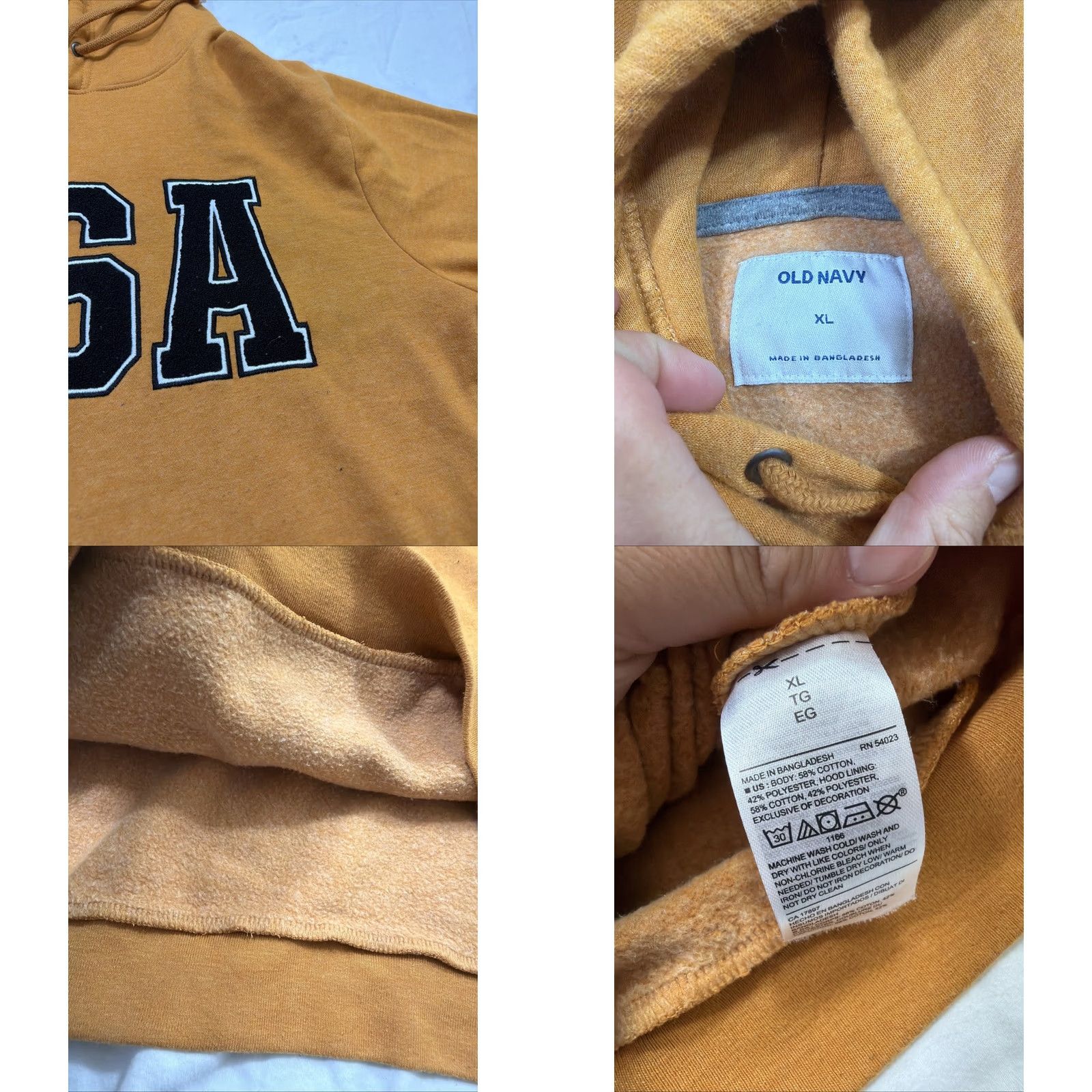 Old Navy VINTAGE Old Navy USA Graphic Hoodie Sweatshirt Mens XL Yellow Mustard Pullover Size US XL / EU 56 / 4 - 8 Thumbnail