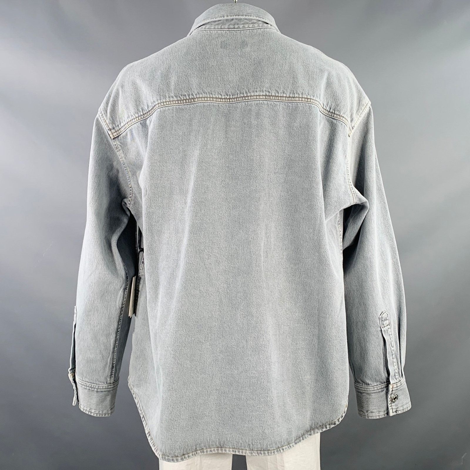Agolde Grey Cotton Denim Two Pockets Snaps Long Sleeve Shirt Size US XL / EU 56 / 4 - 4 Thumbnail
