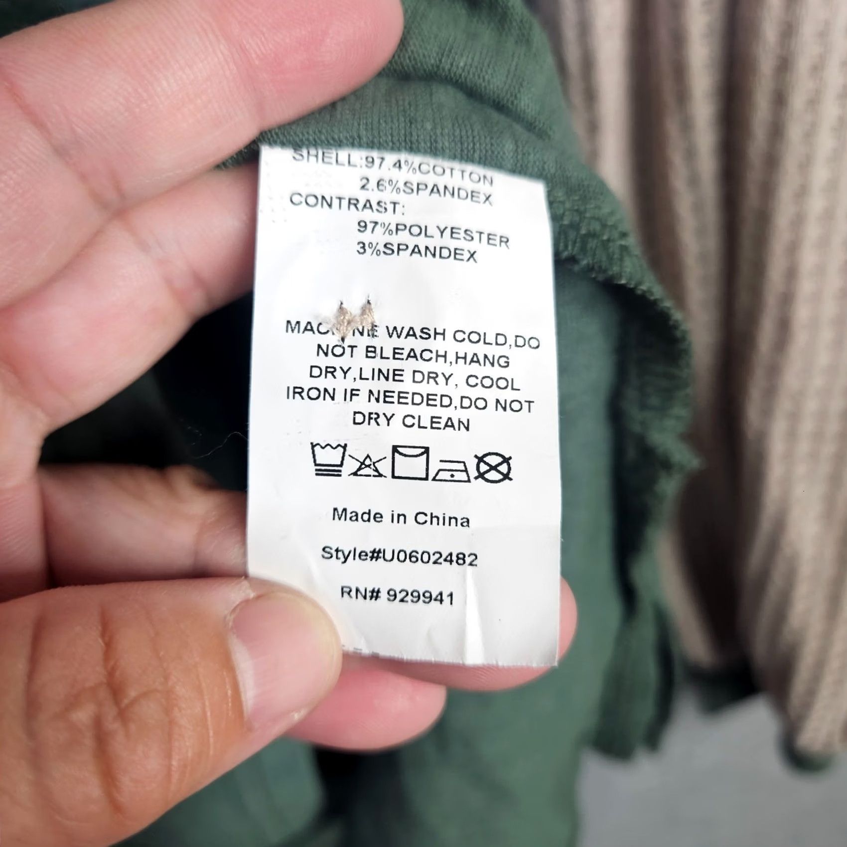 Vintage Suzanne Betro Women’s Green Beige Waffle Knit Sleeve Top L NEW Cotton Blend Spandex Regular V-Neck Pullover Long Sleeve Casual Shirt Size L / US 10 / IT 46 - 6 Thumbnail