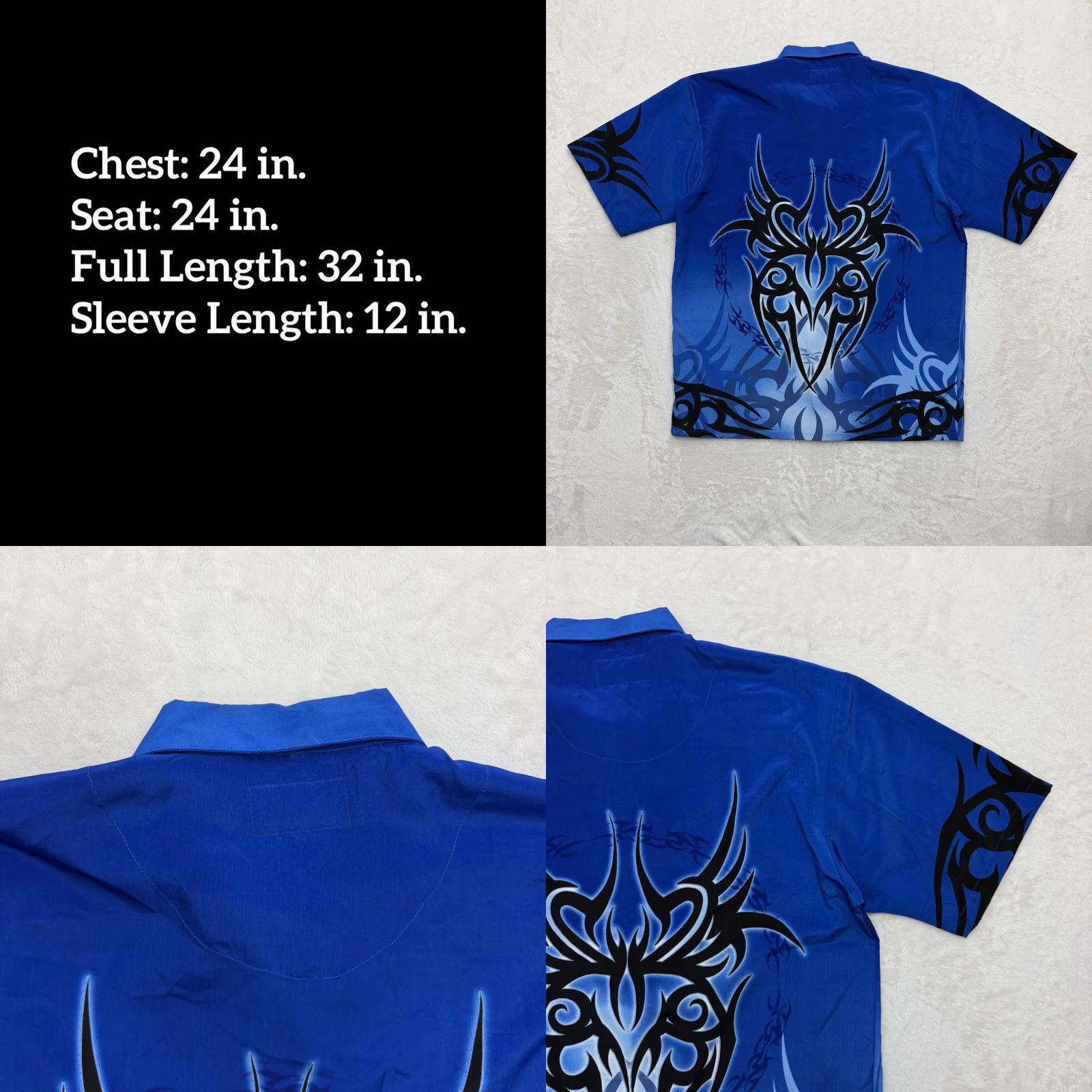 Vintage VINTAGE Dragon Fly Clothing Shirt Mens XL Blue Tribal Tattoo Graphic Button Up Size US XL / EU 56 / 4 - 8 Thumbnail