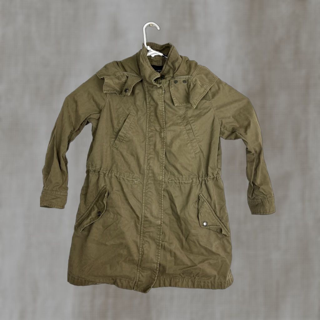 Banana Republic Banana Republic Coat Long Hooded Utility Parka Women's 2XS Petite Green Canvas Cotton Tan Pocketed Size XXS / US 00 / IT 34 - 1 Thumbnail