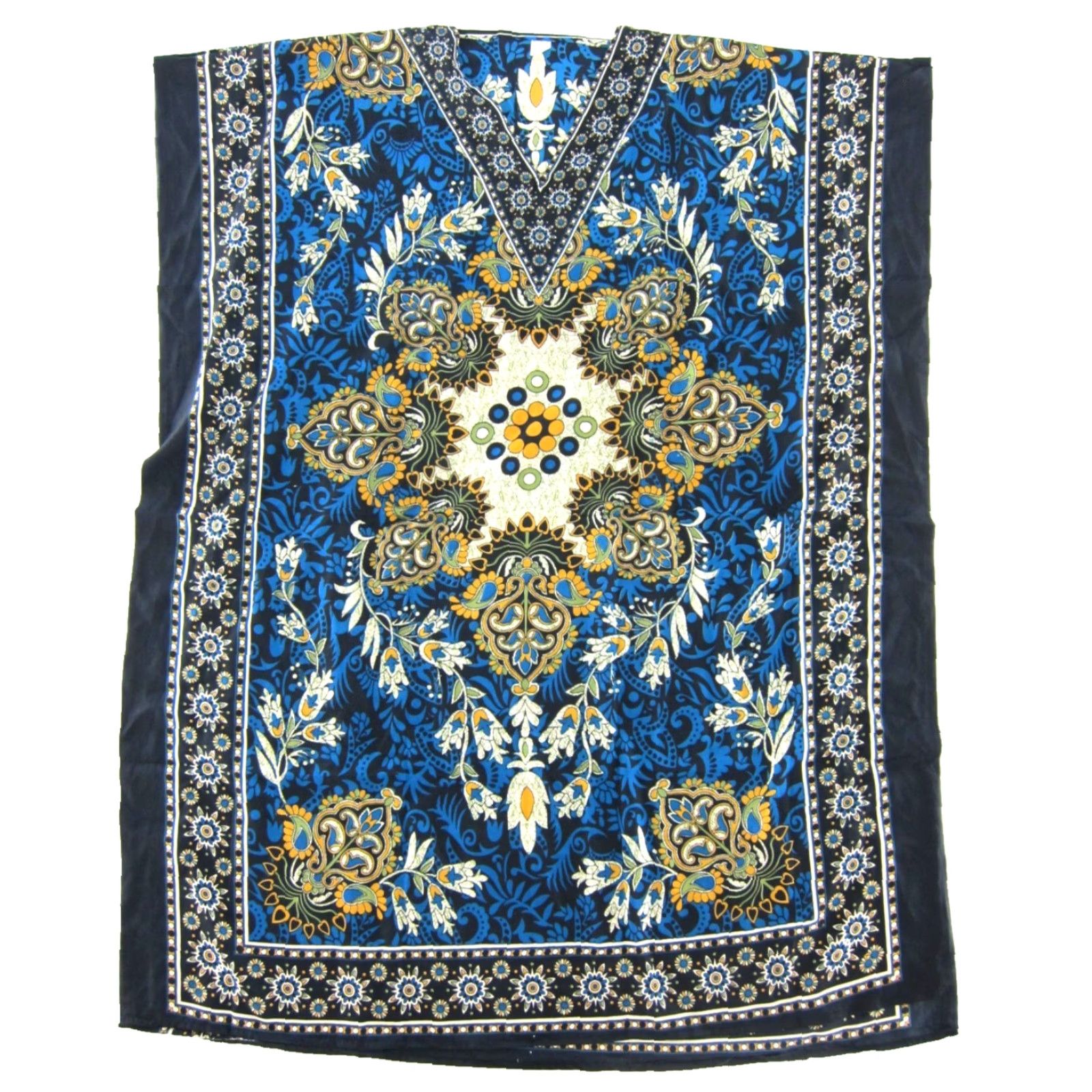 Vintage VINTAGE MAAZEE Kaftan Maxi Dress L-XL Women Floral Long Blue Green Yellow Muumuu Size L / US 10 / IT 46 - 2 Thumbnail