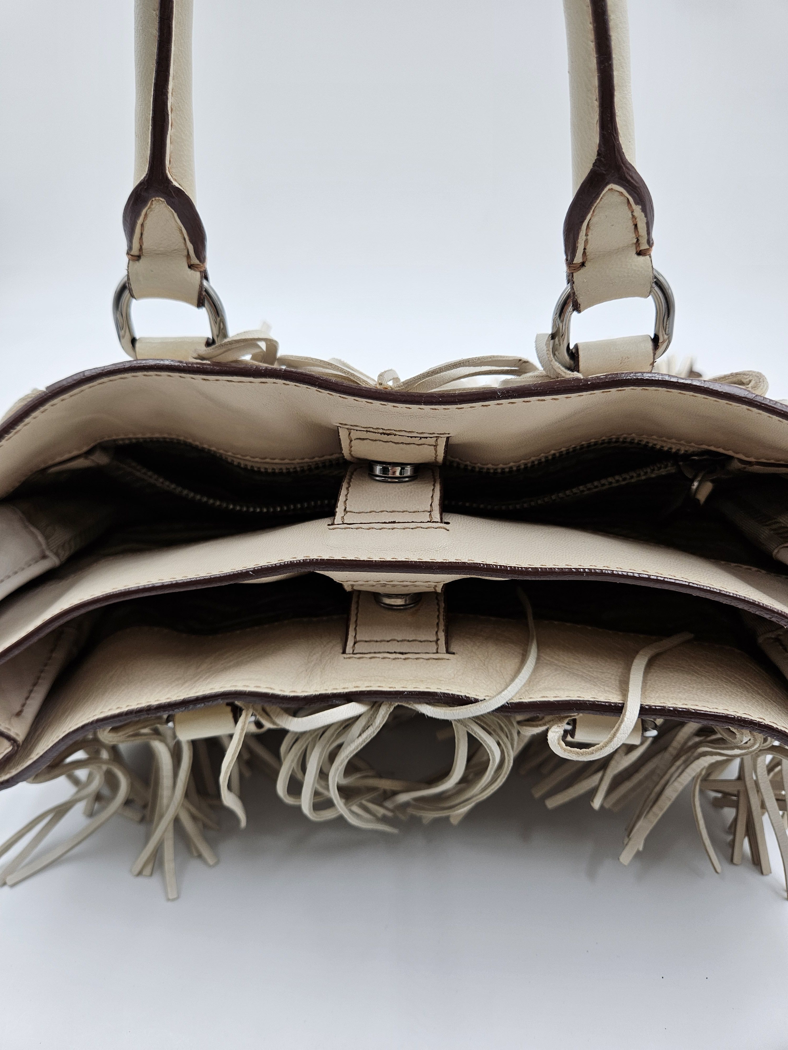 Prada Beige Nappa Fringe Tote Bag Size ONE SIZE - 9 Thumbnail