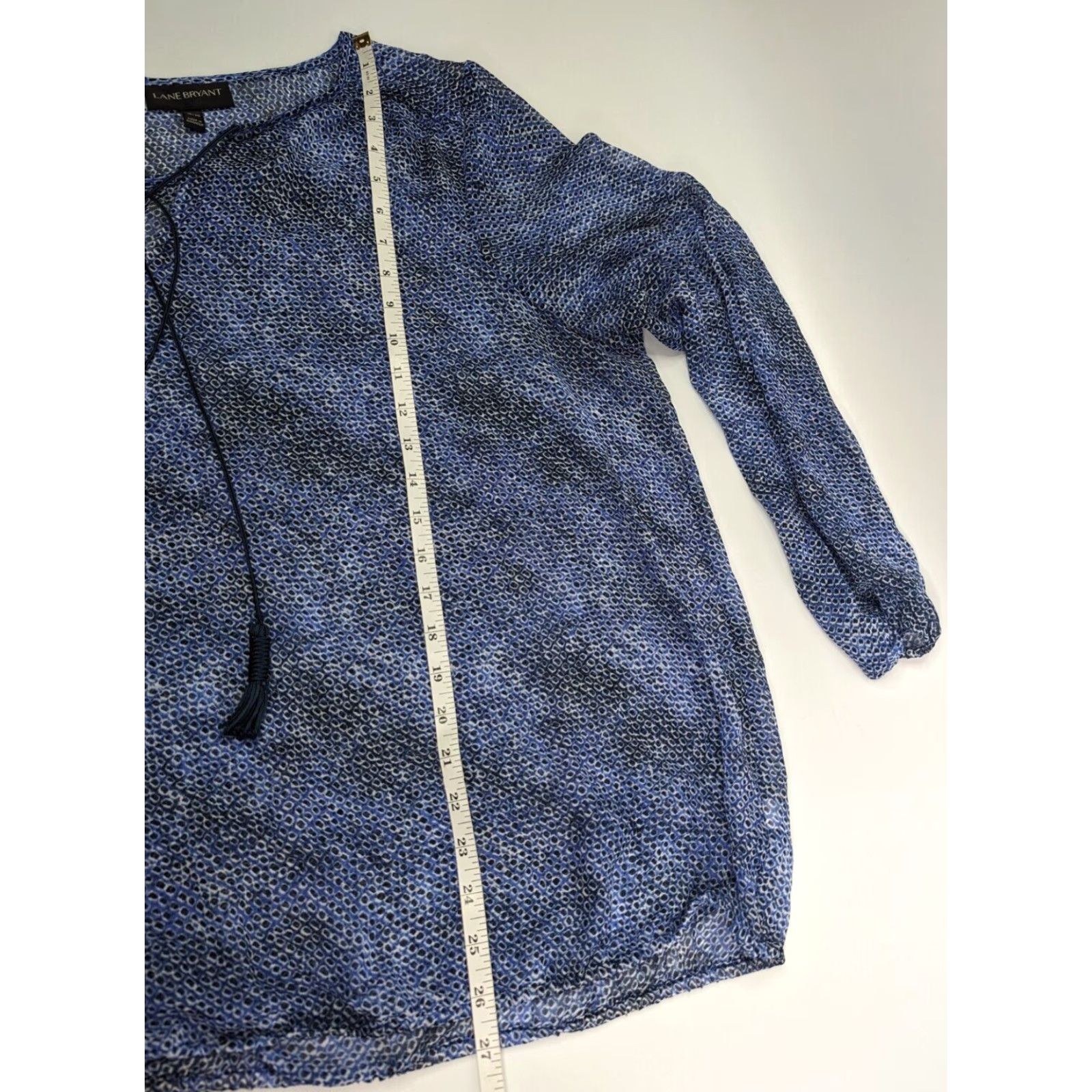 Vintage Lane Bryant Blouse Tunic Shirt Women’s Blue Sheer Long Sleeve Size 18/20 Blouse/Top/V-Neck, Polyester, Chiffon, Plus, Womens Size XXL / US 16-18 / IT 52-54 - 5 Thumbnail