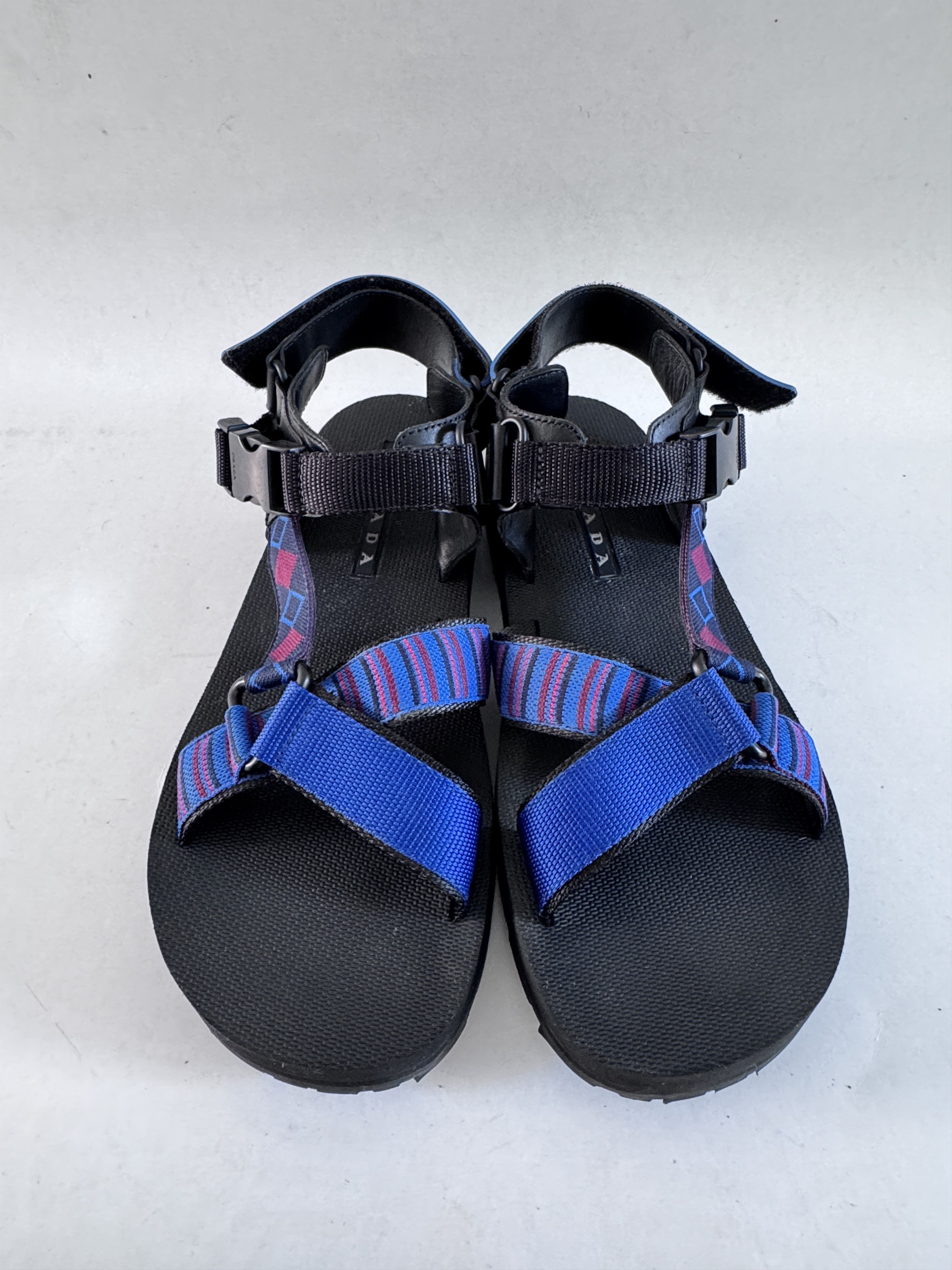 Prada PRADA Black Purple Blue Leather Synthetic Sandals 4X3212 Size US 8 / EU 41 - 1 Thumbnail