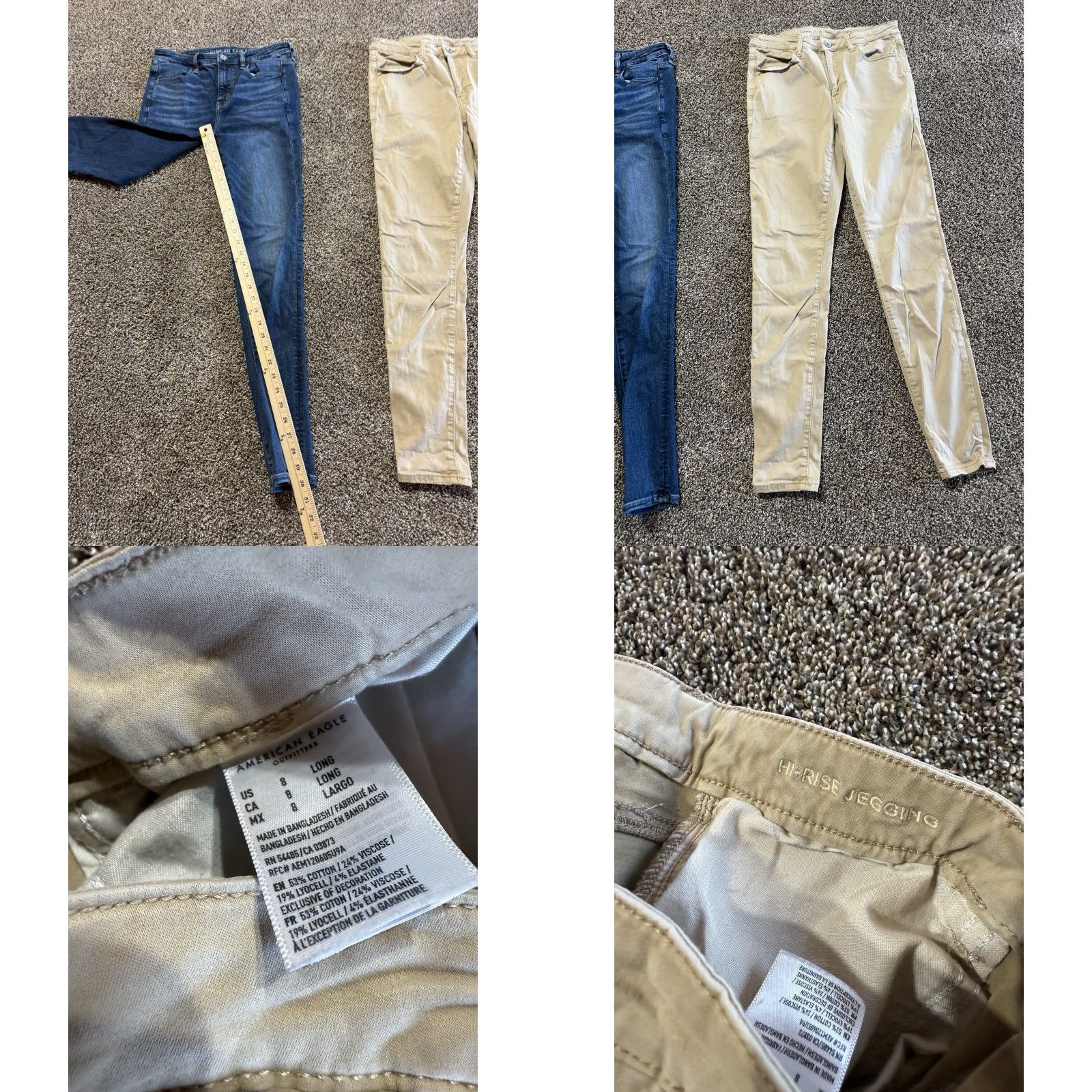 American Eagle Outfitters American Eagle Women's Jeans 8 Tall Long Blue & Khaki Jegging Lot Of 2 Size 30" / US 8 / IT 44 - 8 Thumbnail
